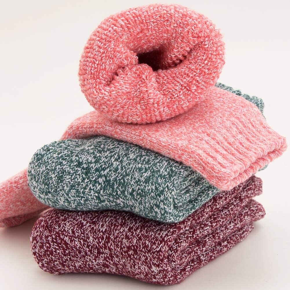 3 Pairs Womens Super Thick Wool Socks Thermal Warm Knitting Ladies Soft Comfort