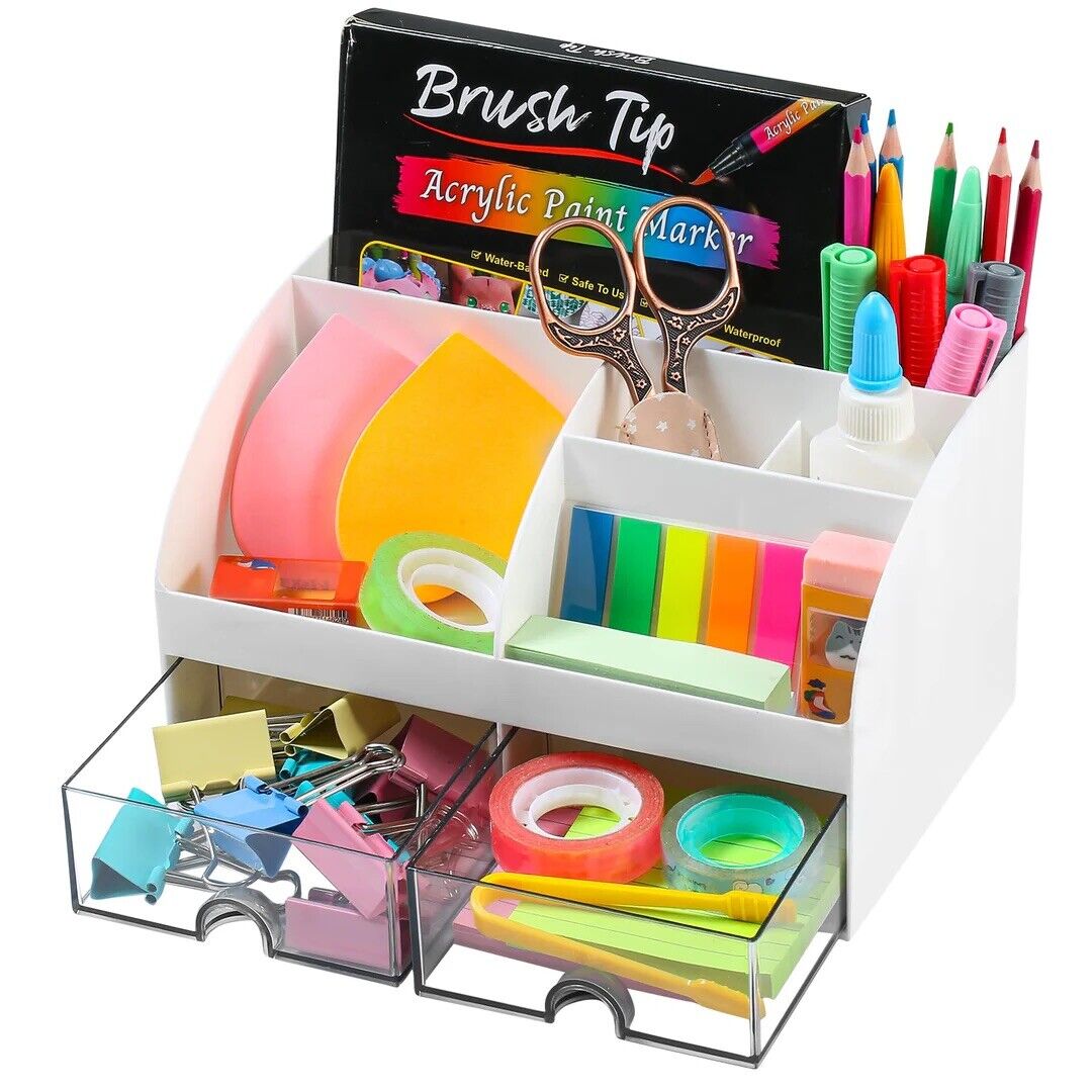 CHEPULA Desk Organiser,Desk Organiser Drawers White Desktop Stationary Organiser