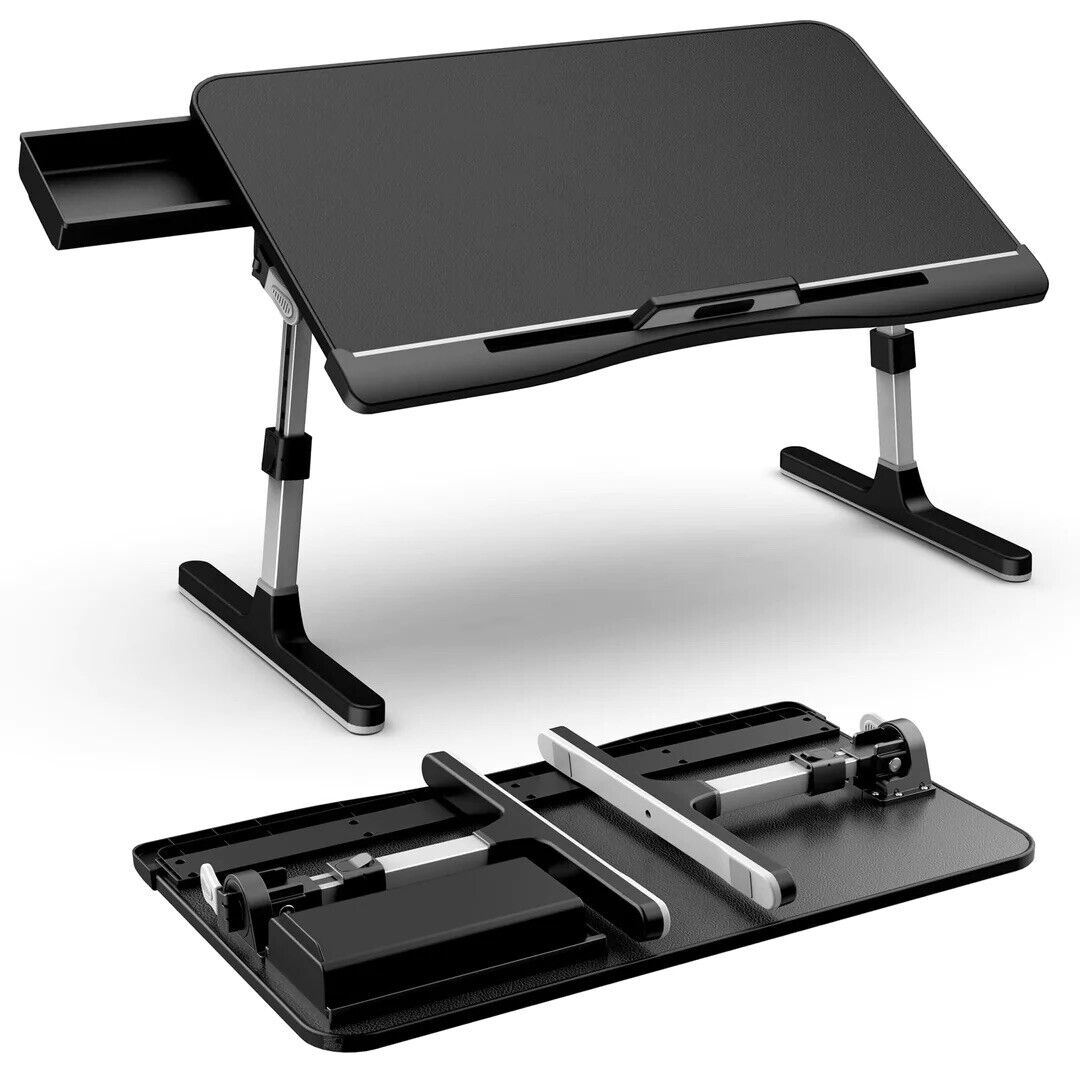 Laptop Desk with Storage Drawer,Foldable Legs,Height and Angle Adjustable,Klearl