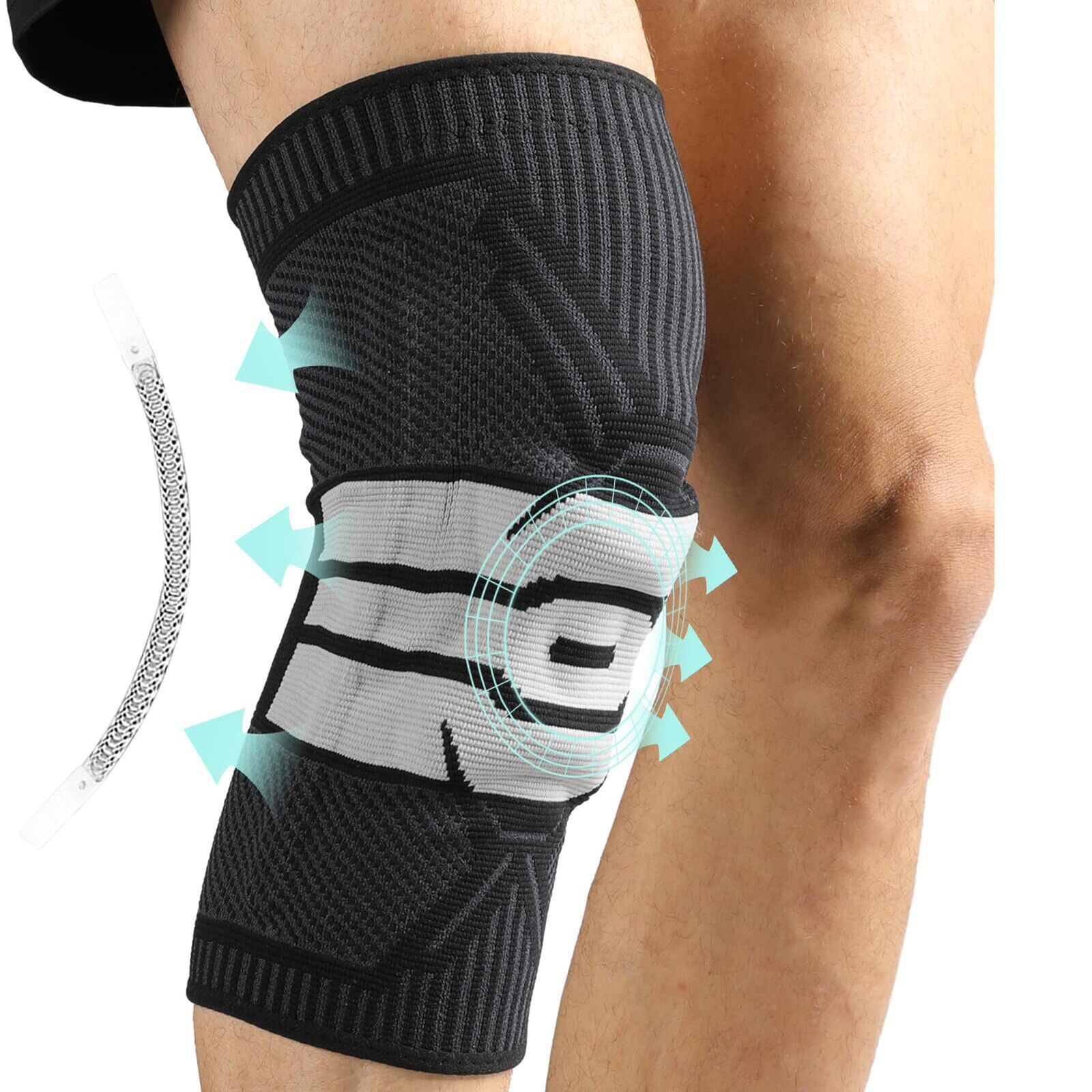 INTELIVE Men Women Knee Brace Support with Side Stabilizer with Patella Gel Pad