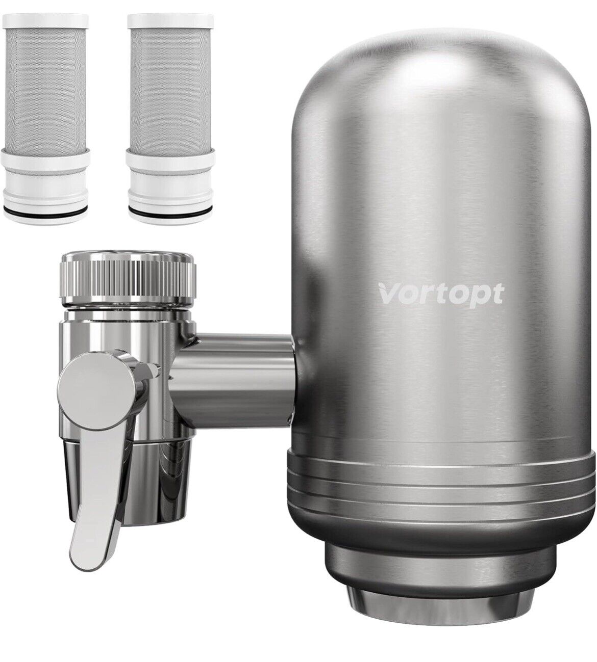 Vortopt Stainless Steel Faucet Water Filter for Sink - 500 Gallons Water Purifie