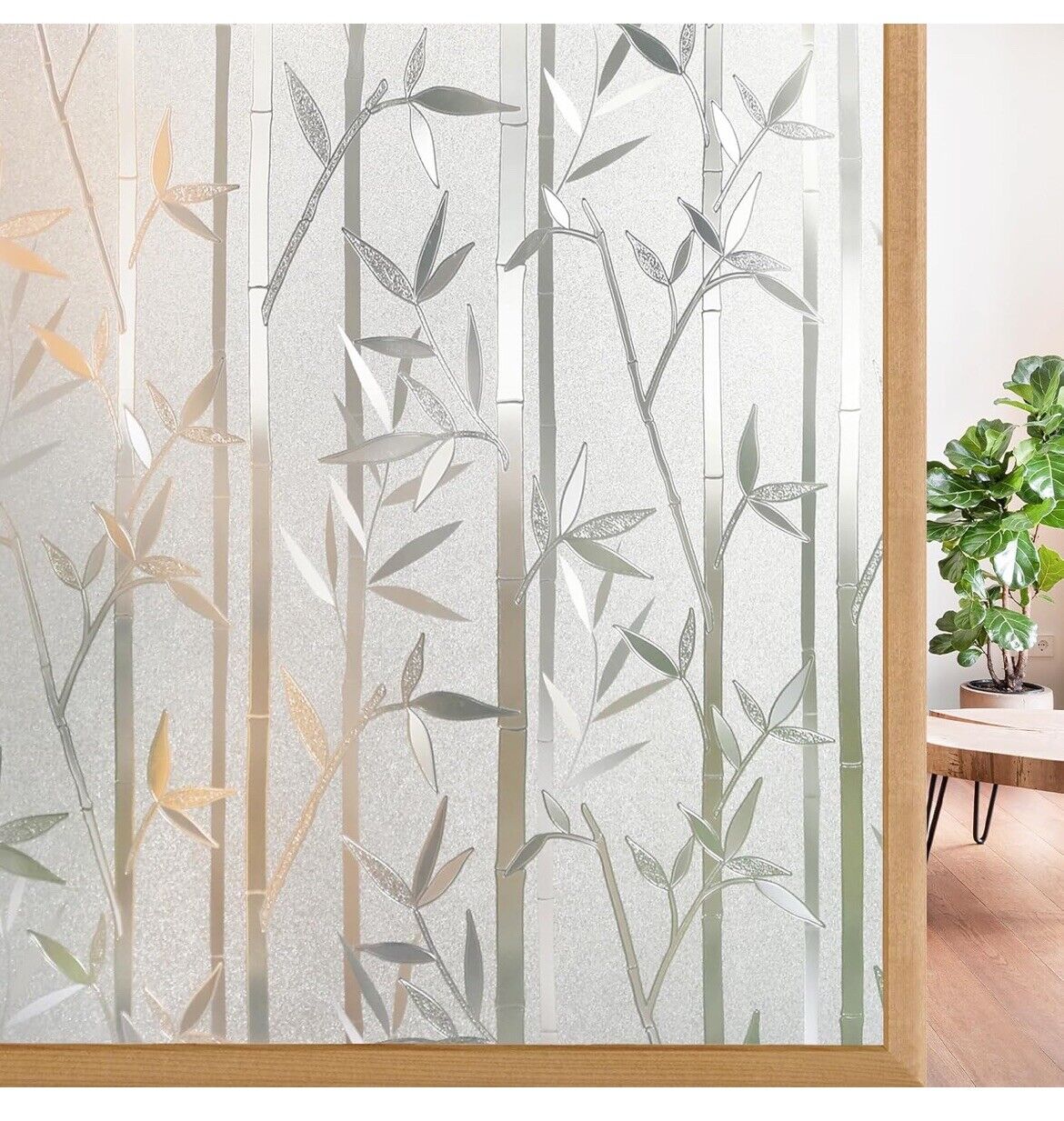 Bamboo Pattern Window Privacy Film Frosted Static Glass Self Adhesive Decor