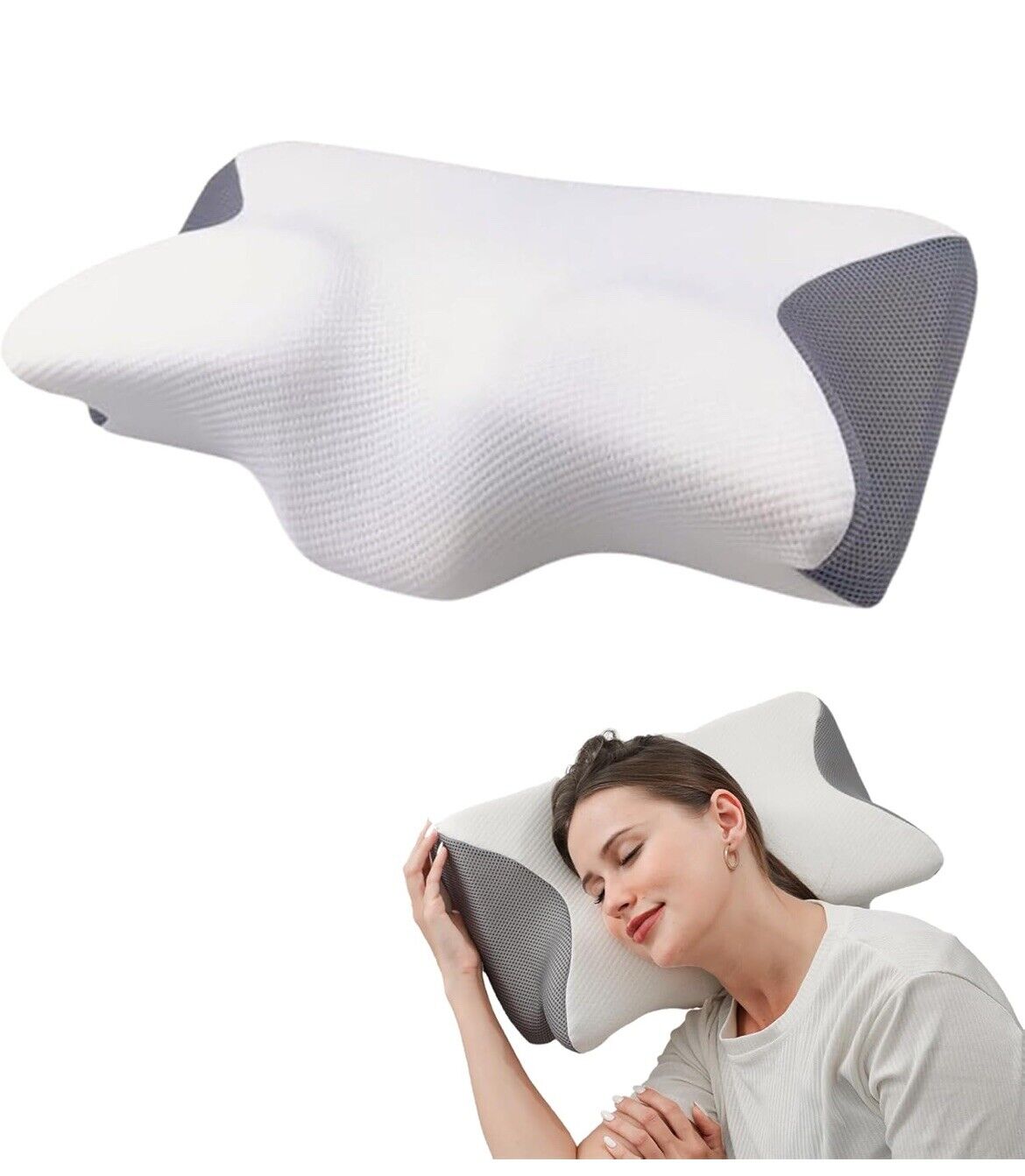 Cervical Memory Foam Neck Pillow for Side, Back, and Stomach Sleepers 50x30x11cm