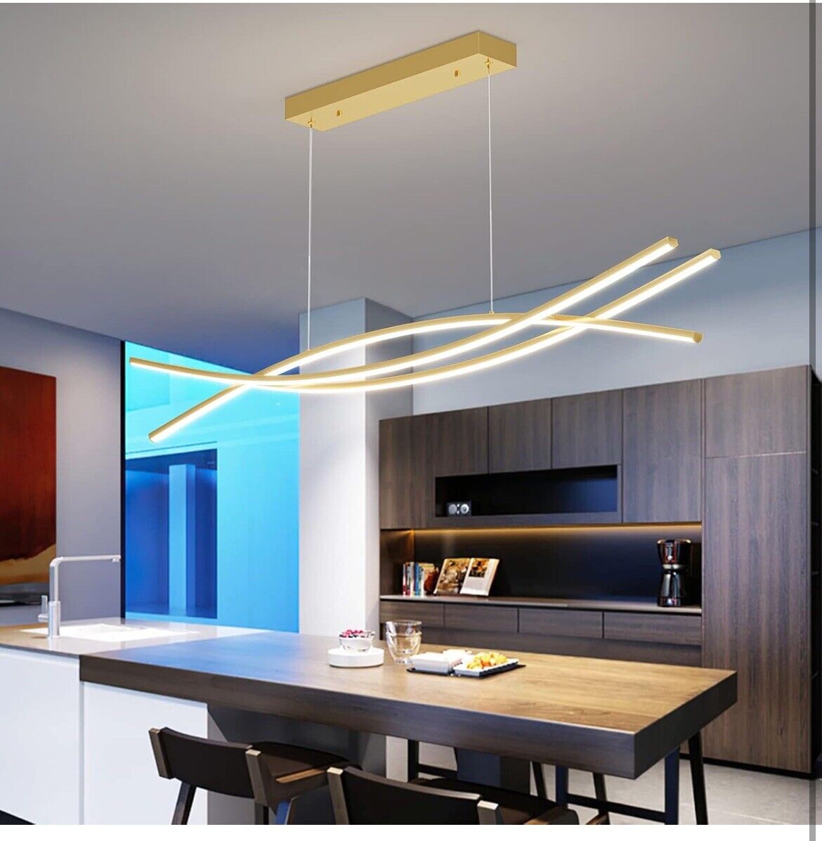 Mikeru 120cm Modern Ceiling Pendant Lights , Black Kitchen or Living Room Lights