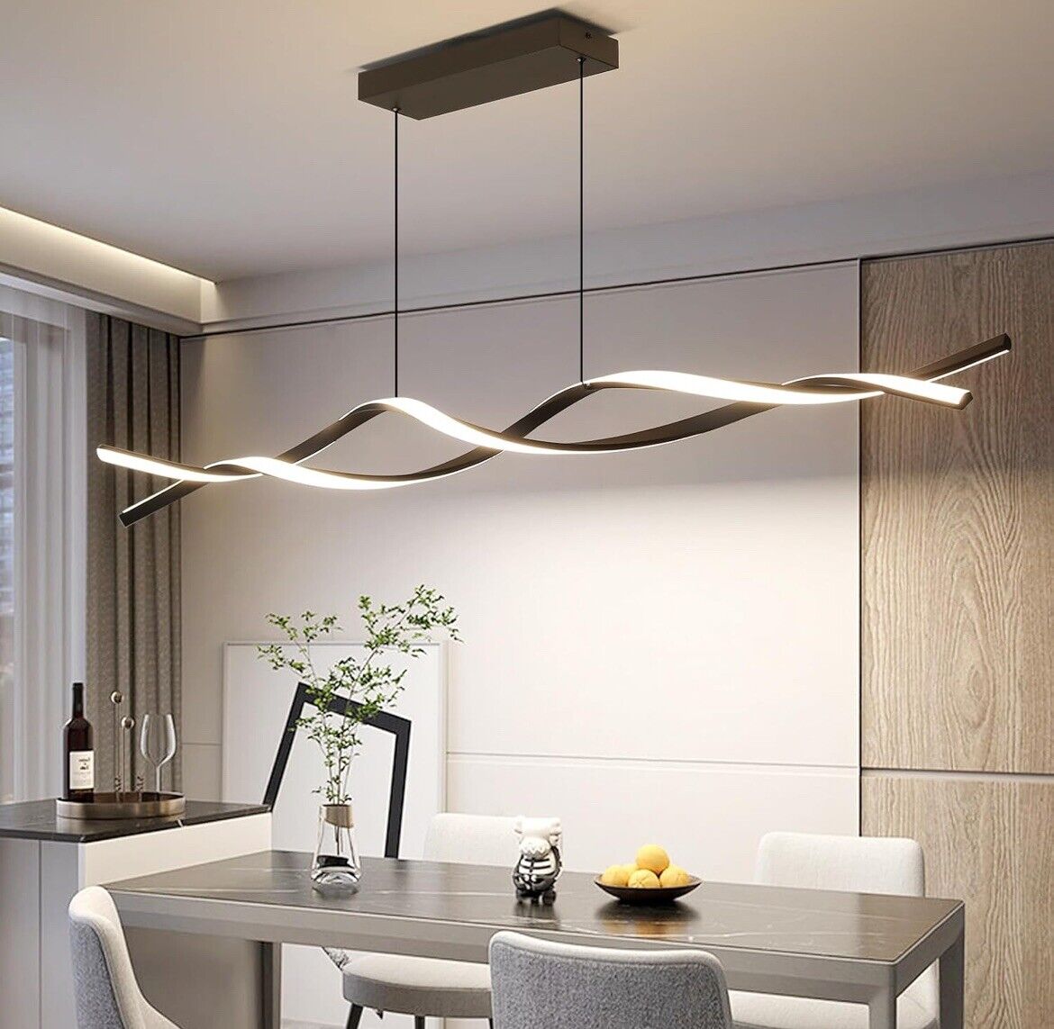 150cm Mikeru Wave Pendant Light – Modern Black Island Light Fixture Black-5