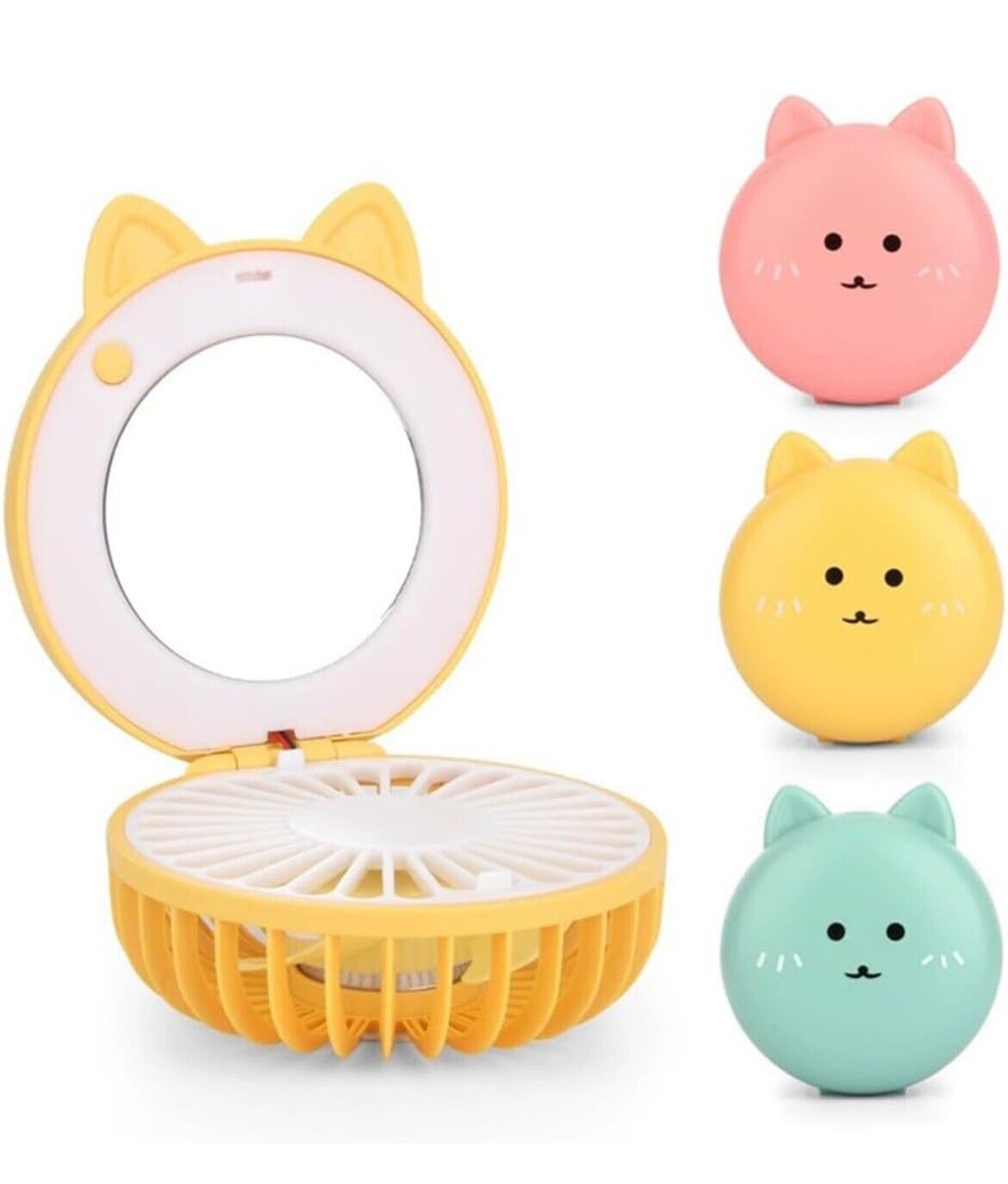Pink Usb Rechargeable Handheld Mini Fan with Makeup Mirror Foldable UK Delivery