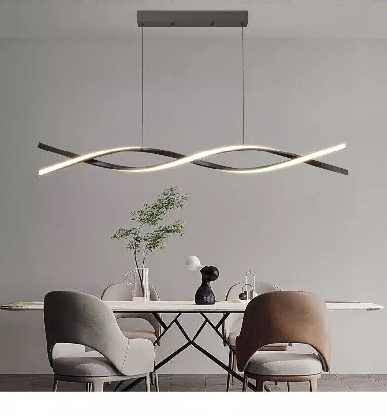 Wave Pendant Light 10%-100% Dimmable Remote Control 3 Colors Light 100cm Black