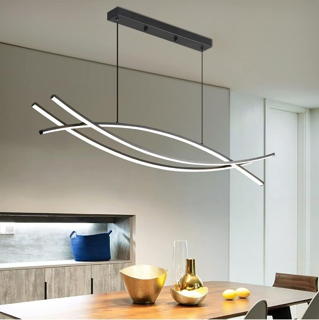 Mikeru 120cm Modern Ceiling Pendant Lights , Black Kitchen or Living Room Lights