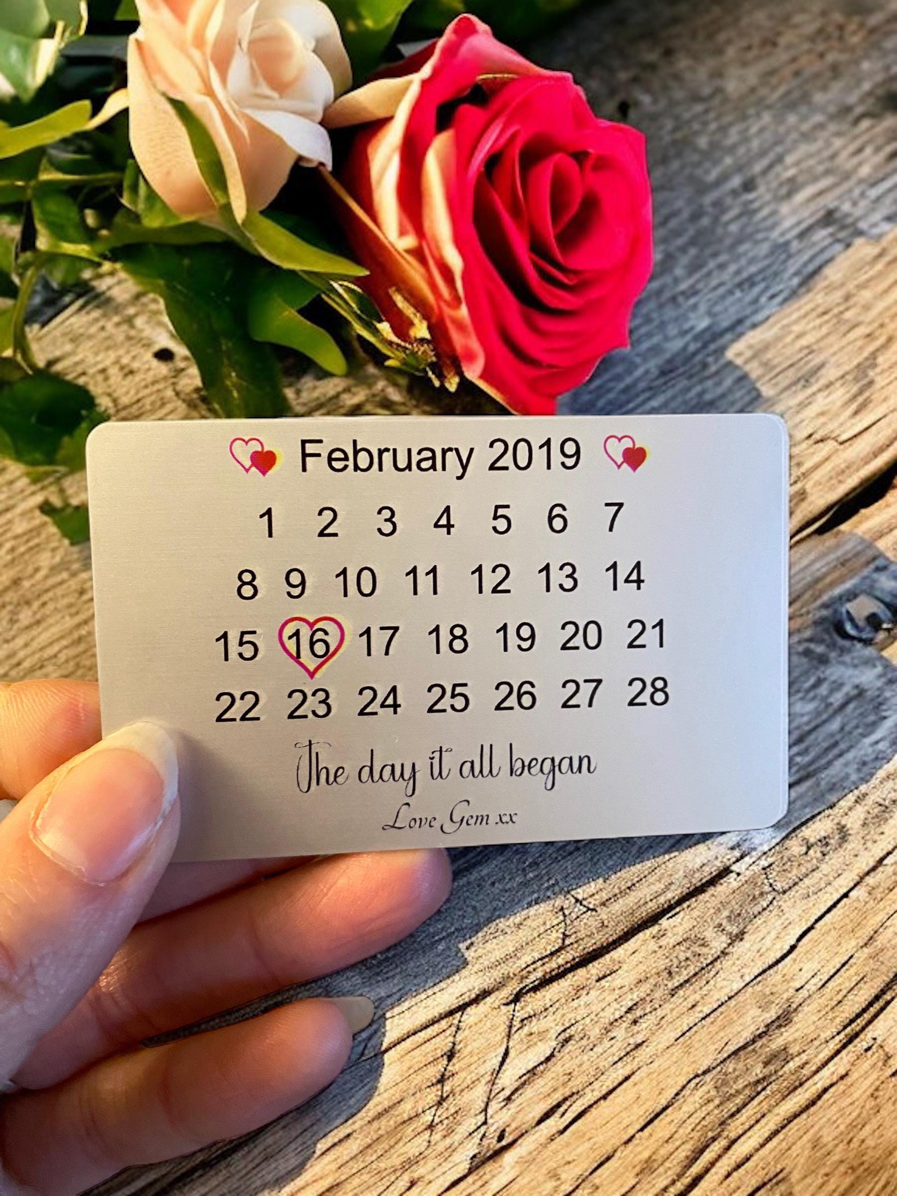 Personalised wallet insert/Valentine’s Day. The day we…. gifts for couples/gifts for him/gifts for her / Sentimental Romantic Keepsake