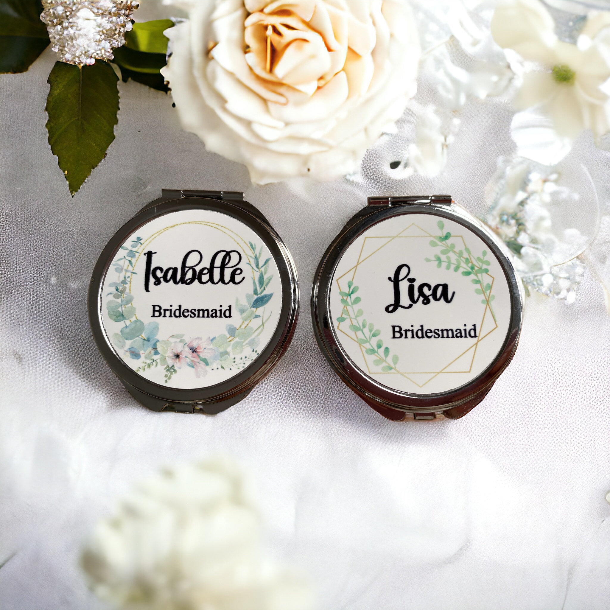 Personalised compact mirror, wedding gift, bridesmaids, maid of honour, mother of the bride….Multi designs to choose from…