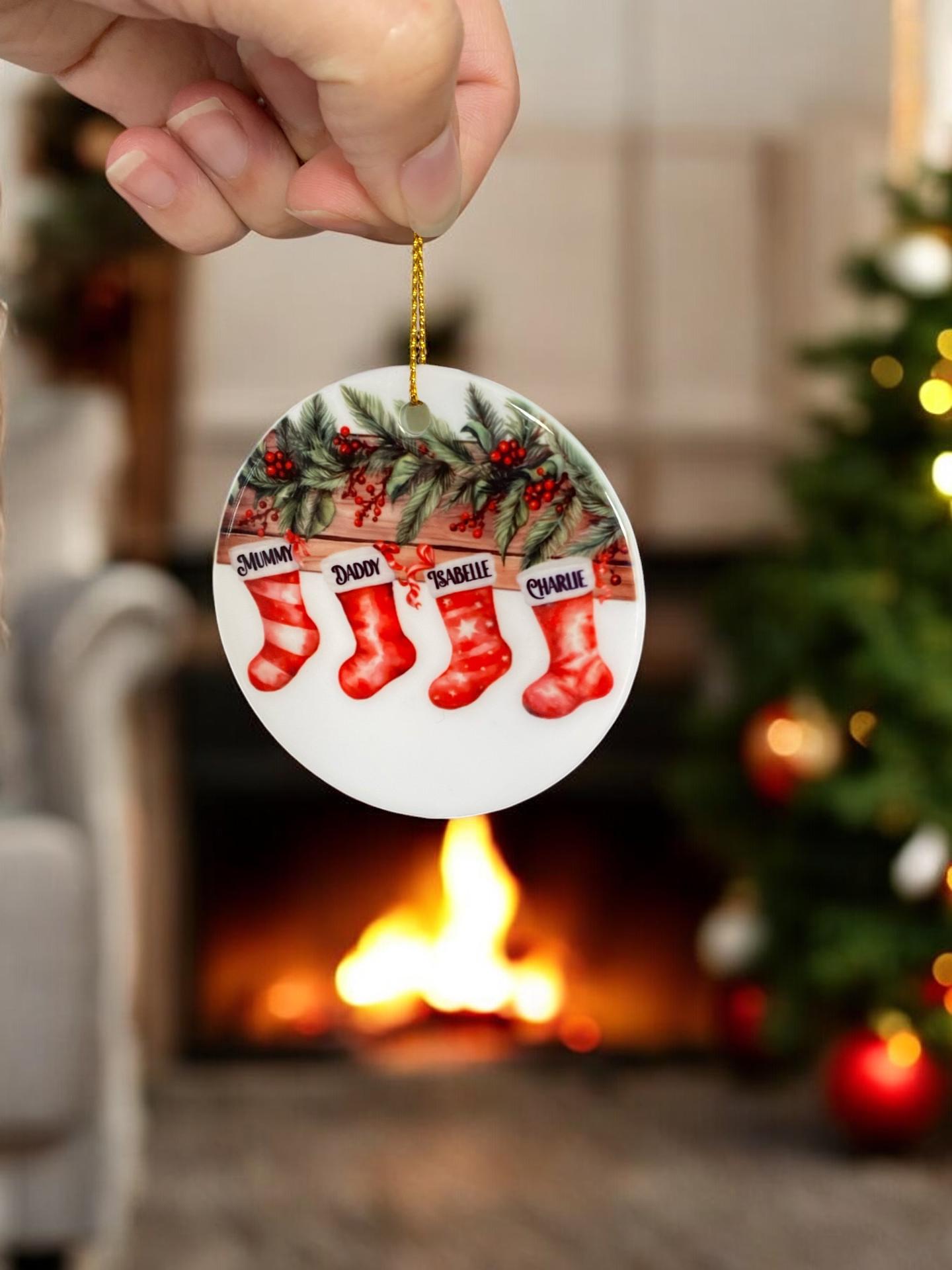 Personalised family stocking  Christmas hanging ornament, Christmas tree ornament, Christmas decoration, Christmas bauble