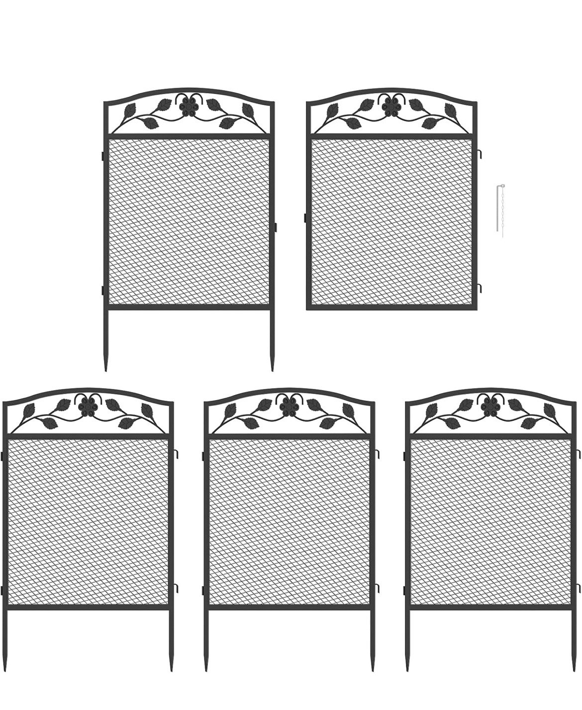 5x Metal Garden Fence Panels Vertical Rails Pet Dog Kennel Fence Barrier Walkway