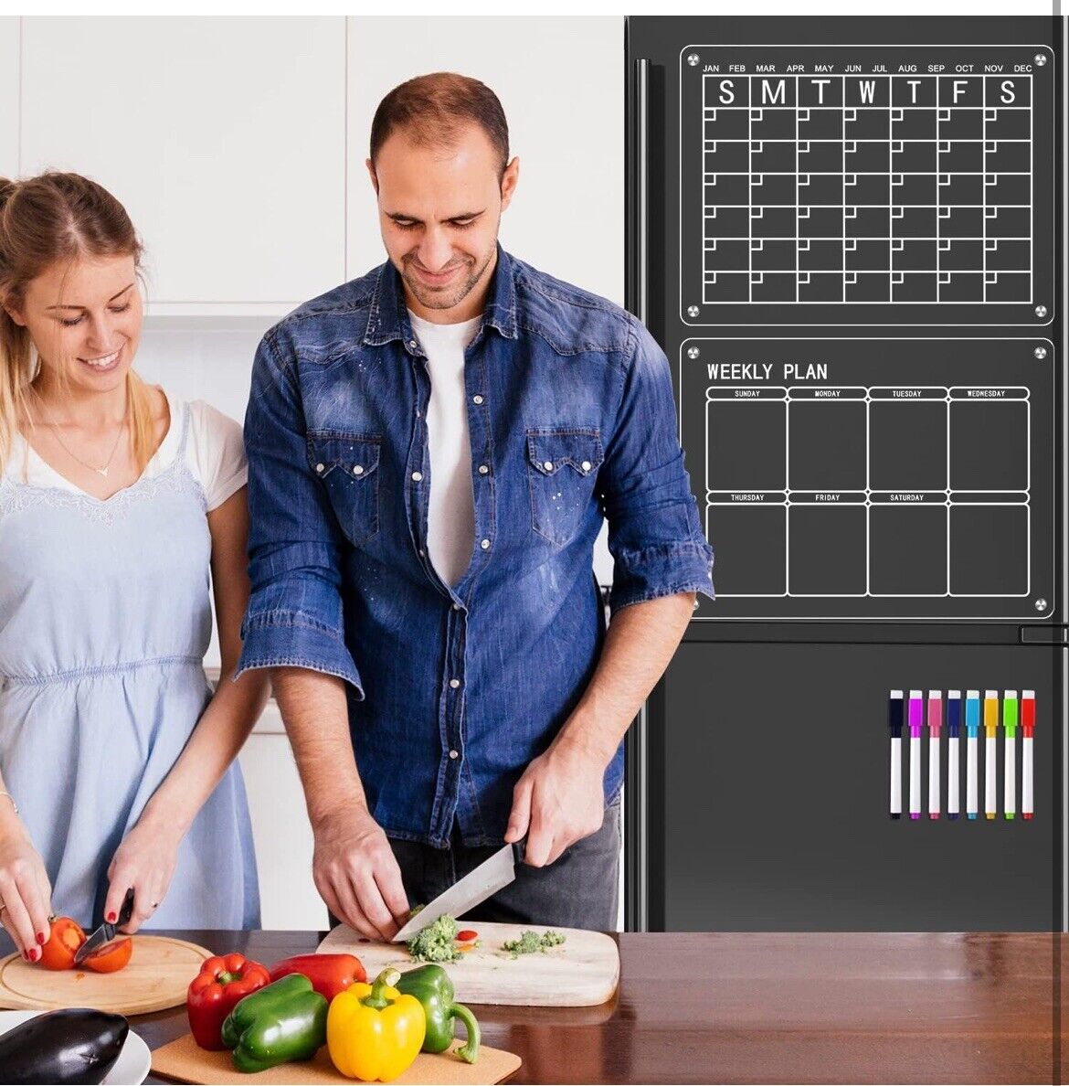 SAVITA 2pcs Magnetic Dry Erase Board Clear, 12 * 16Inch Dry Erase Calendar