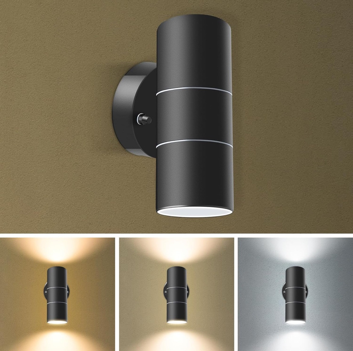 ALUSSO Stainless Steel Up Down Light IP65 Waterproof, Outdoor Wall Light MBlack