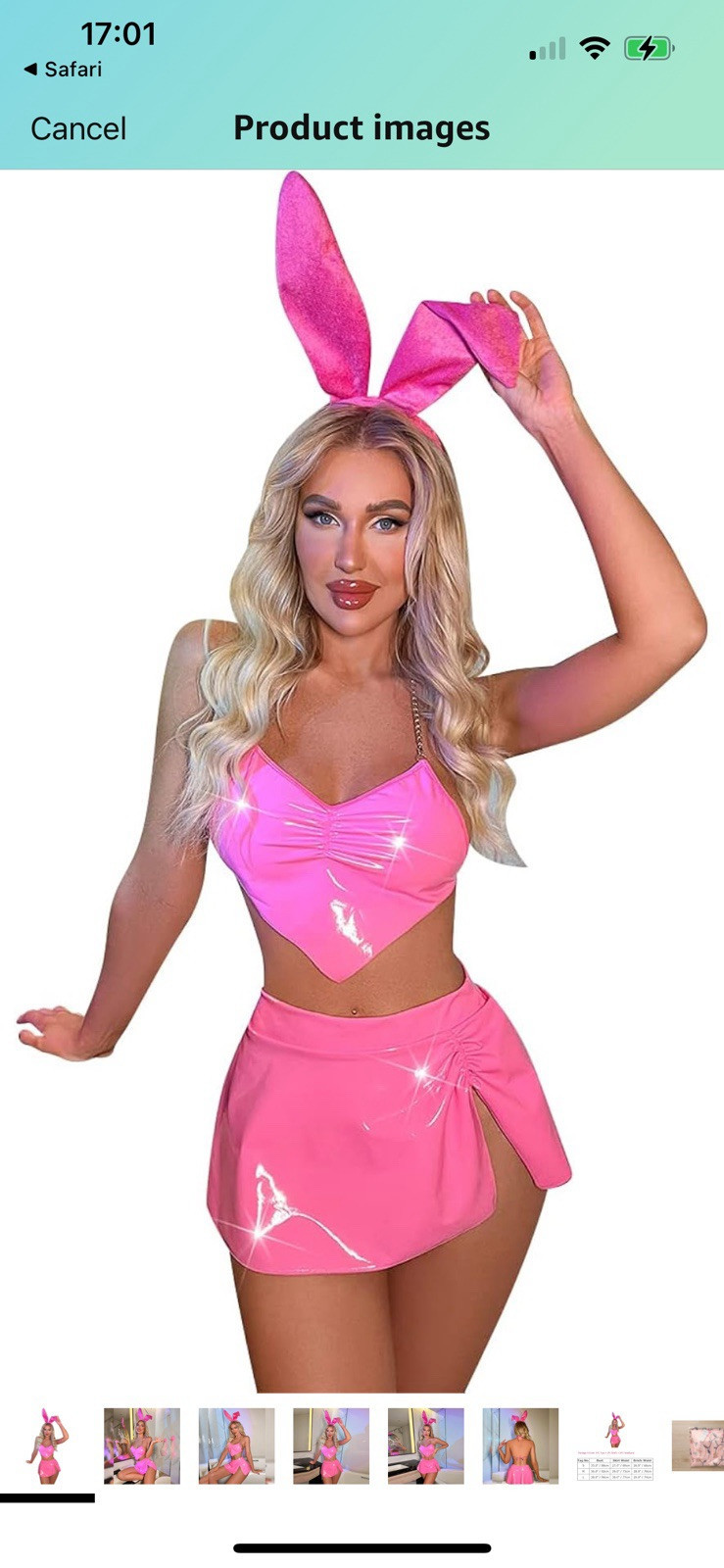 Women Holographic Shiny Rave Outfits Metallic Bra Top Mini Skirt Headband Bunny