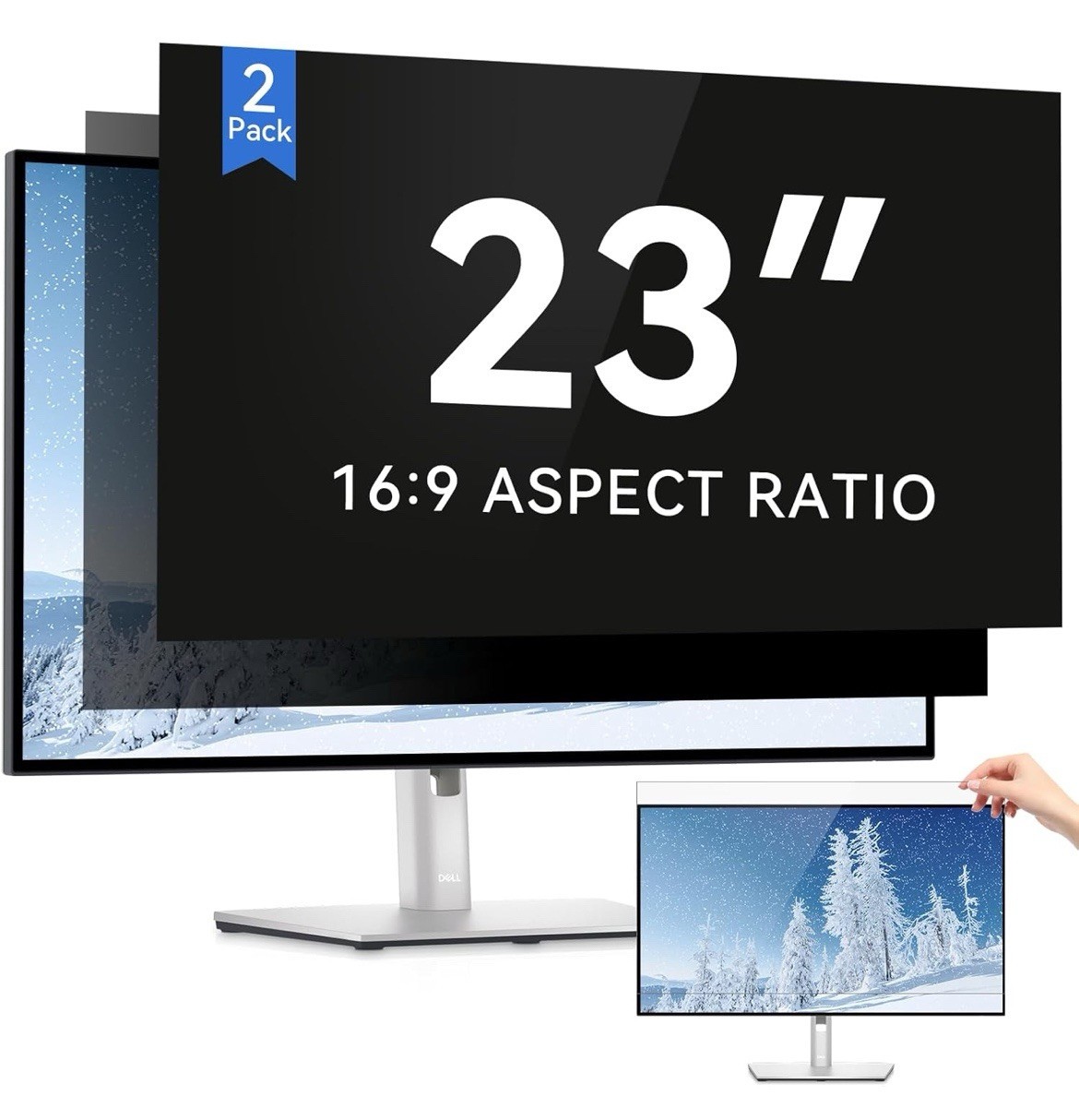 2 Pack 23 Inch Computer Privacy Screen Filter Removable Anti Glare 16:9 Ratio