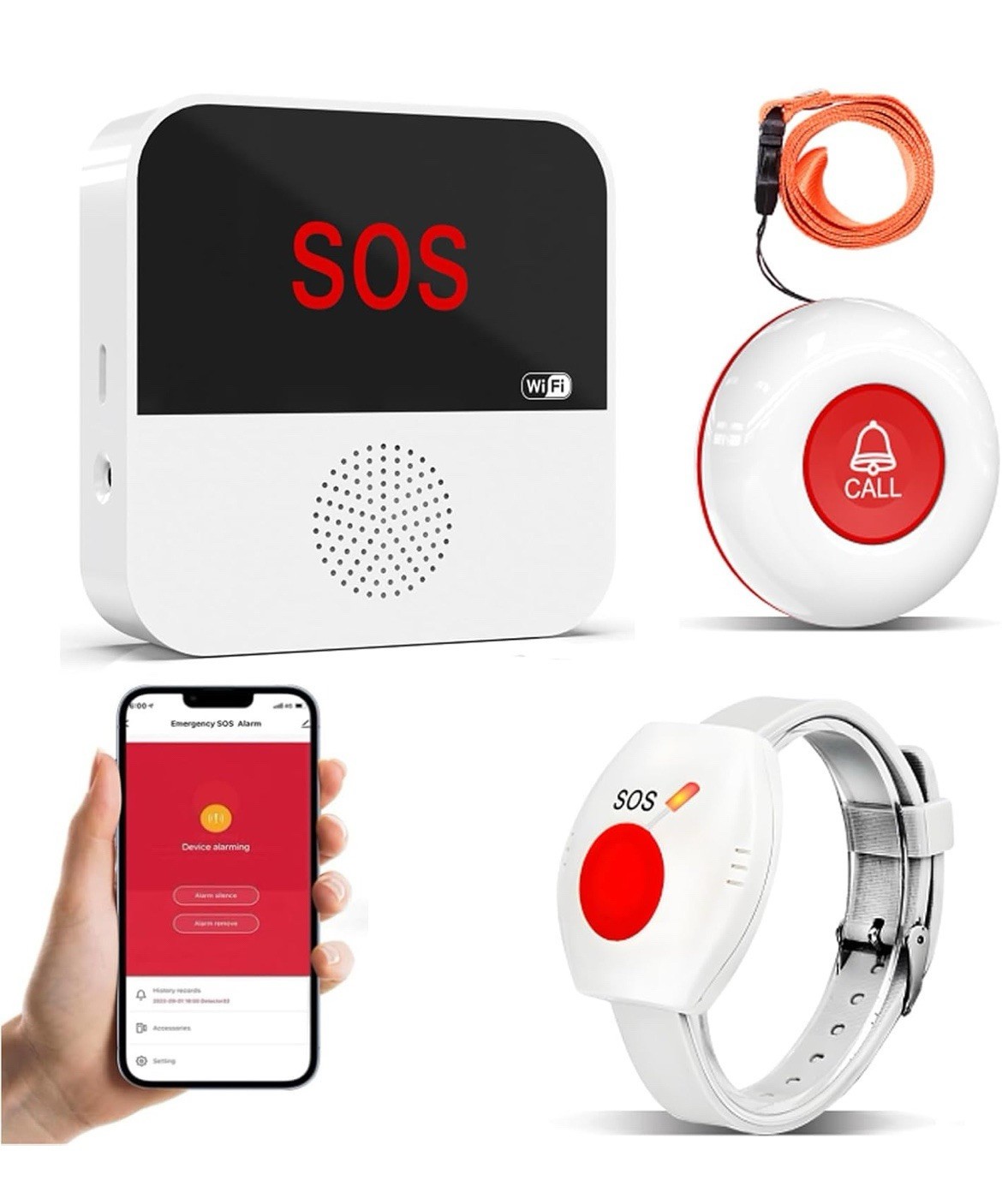 ChunHee WiFi Rechargable Smart Wireless Caregiver Pager Panic Button Linked To P