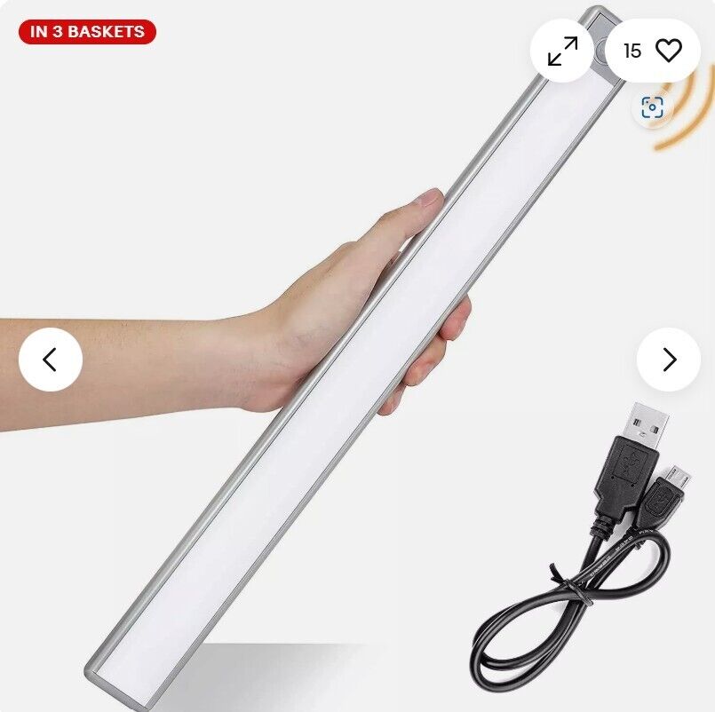 Luxjet Under Cabinet Light Motion Sensor 50 LED 2.4Ah Li-ion USB Rechargeable