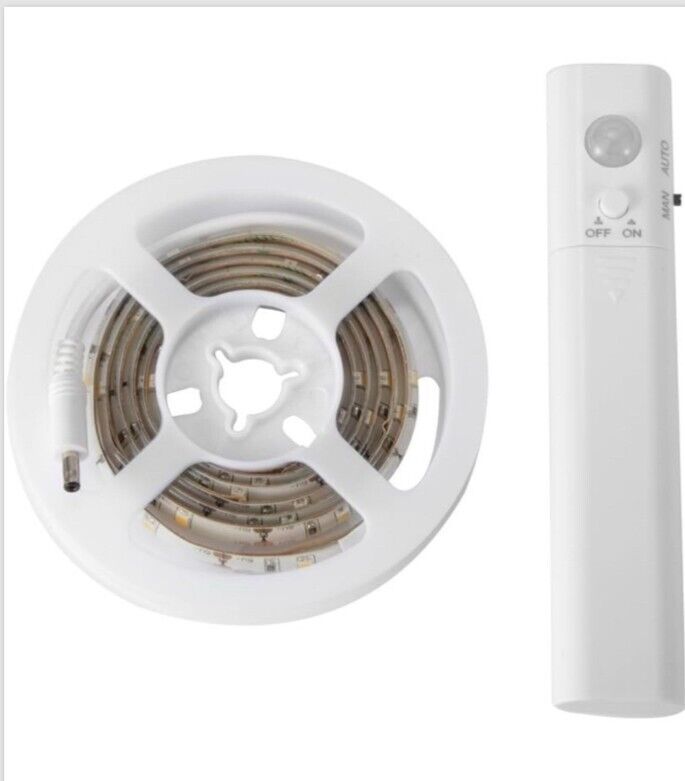 1.5mKitchen Cabinet Wardrobe Motion Detect Sensor Activated LED StripRope Light.