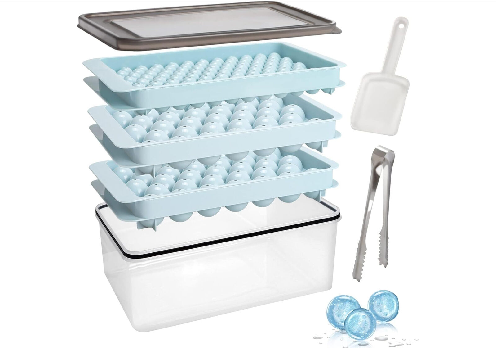 Ice Cube Tray,3 Pack Round Ice Ball Maker Mould, Easy Release Removable Lid
