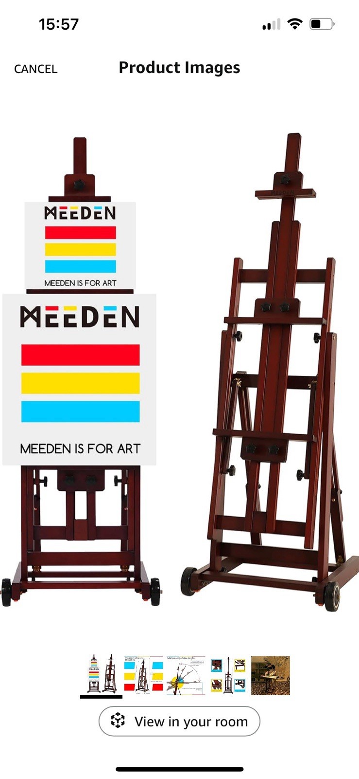 MEEDEN Large H-Frame Studio Easel Stand Heavy Duty Beechwood Wooden Up to 77”