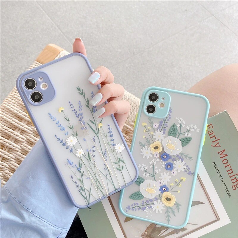 Case For iPhone 12 11 Pro XR X 7 8 SE 2022 Slim Shockproof Flower Silicone Cover