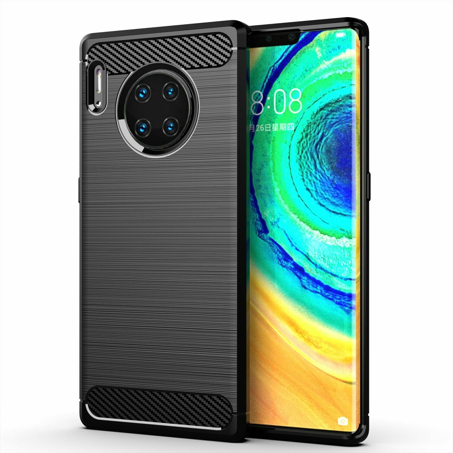 Case For Mate 30, Mate 30 Lite CARBON FIBRE Shockproof TPU Silicone Back Cover