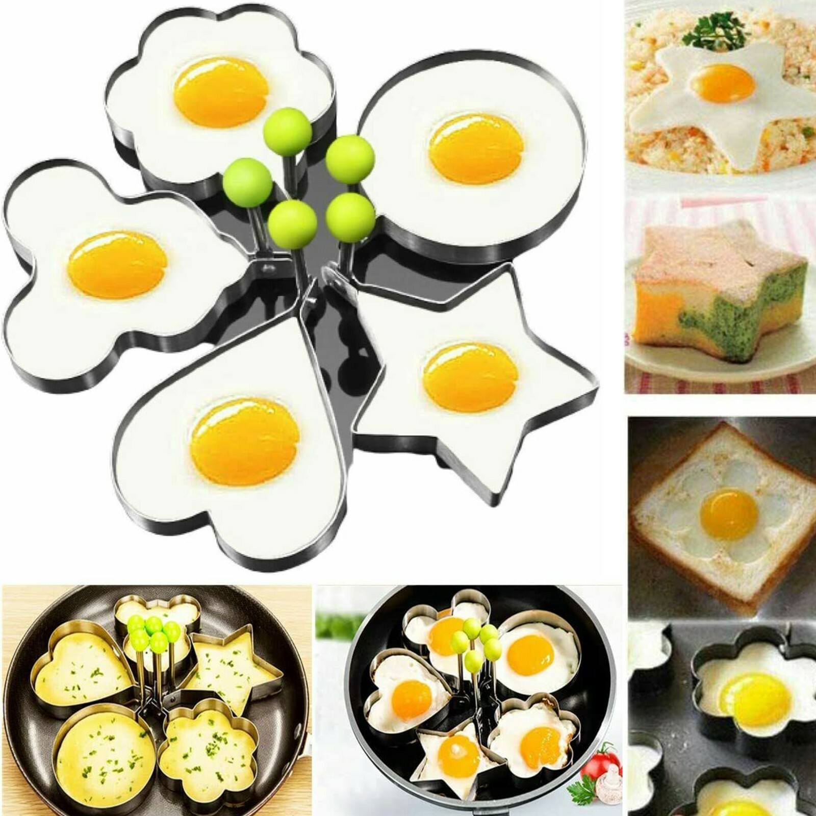 Fried Egg Stainless Steel Frying Pan Pancake Baking Shapers Cooking Ring Mold UK