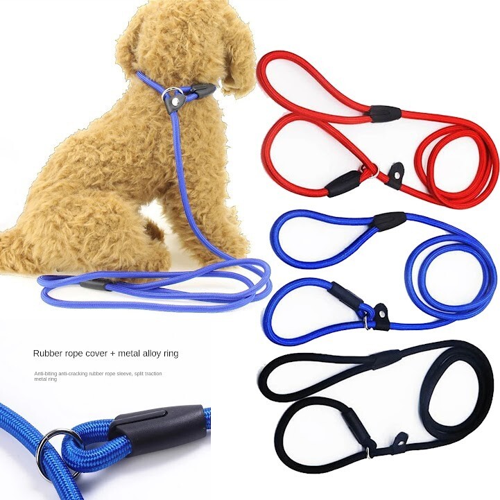 Strong Nylon Slip Lead 6-10mm Dog Puppy Training Rope Leash No Pull Collar-Free