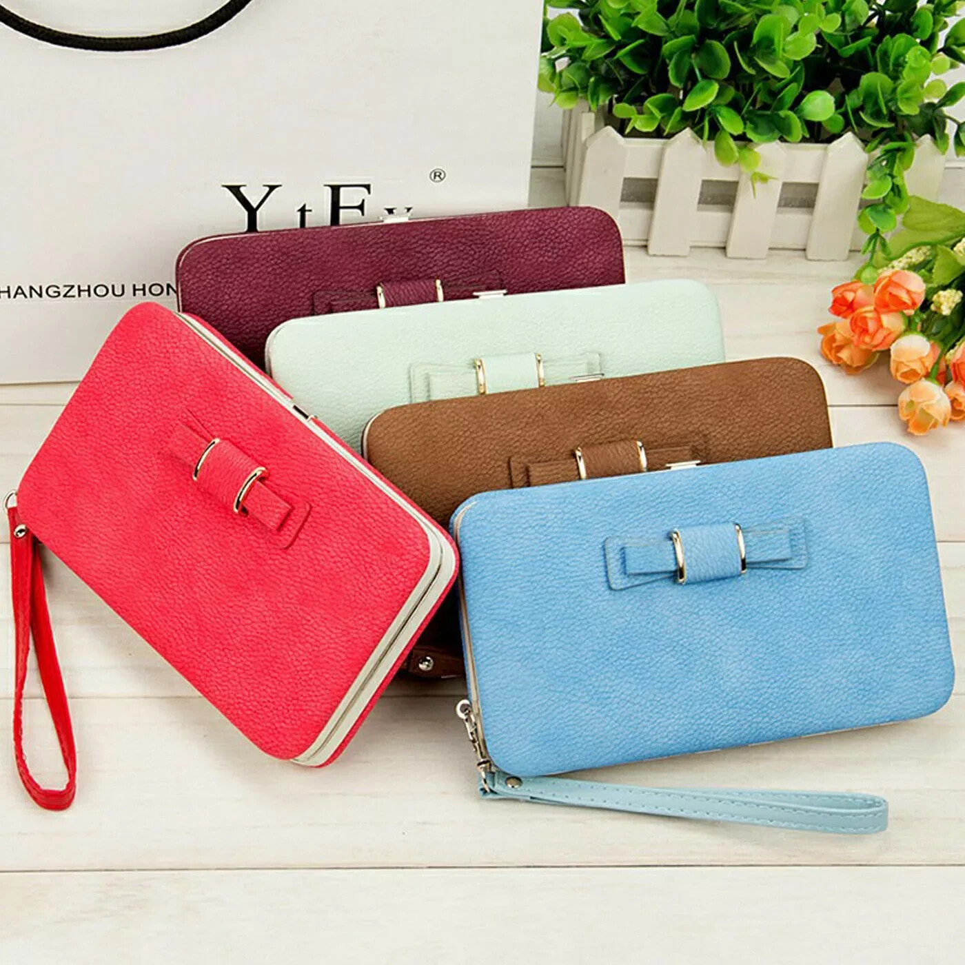 Leather Wallet Bifold Clutch Card Holder Purse Women Long Handbag For Ladies