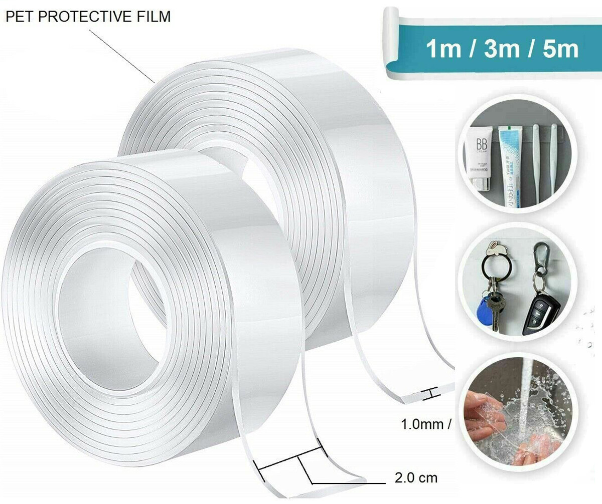 Transparent Double Sided Tape Nano Trace Less Removable Washable Adhesive Roll