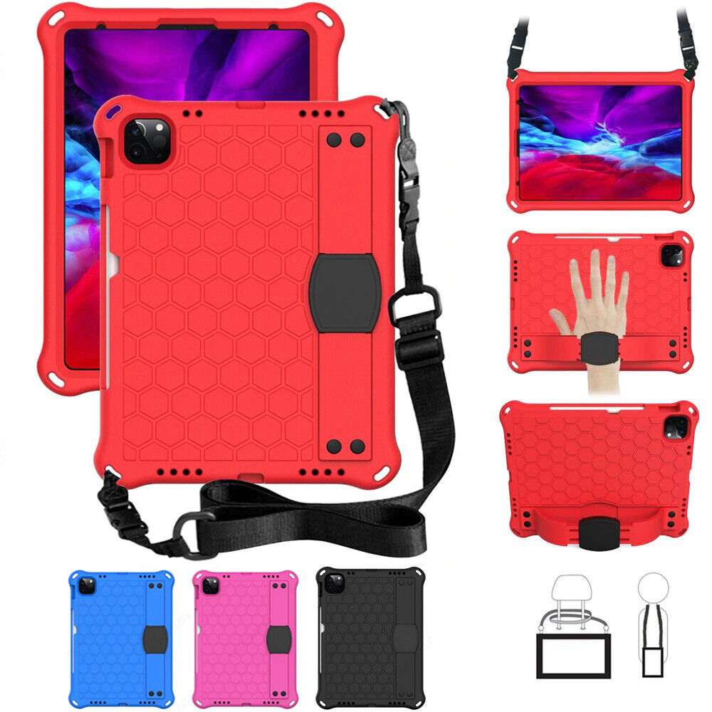 Kids Case For iPad 8th 7th Gen, iPad Pro 11 EVA Foam Rugged Shoulder Strap Cover