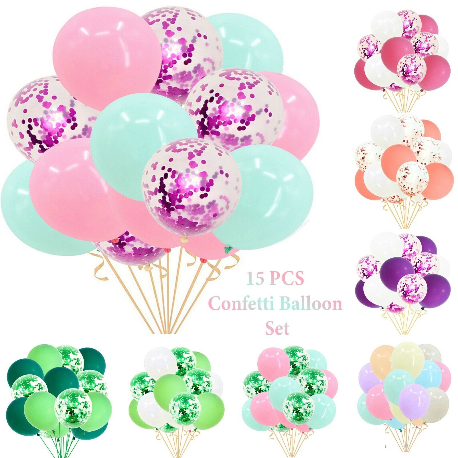 Birthday Balloon Confetti Helium 15PCS Set 10" Latex Balloons Wedding Kids Party