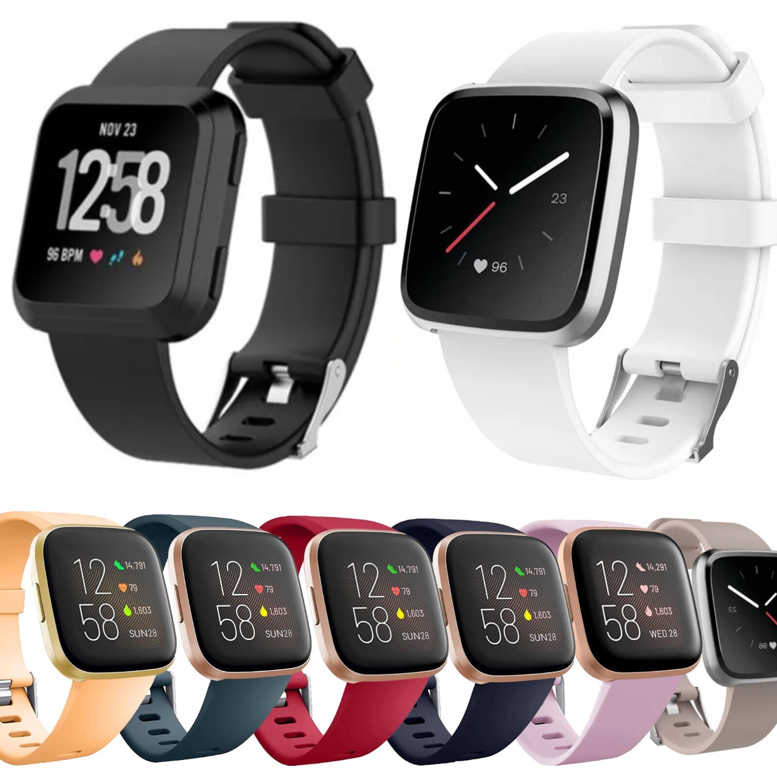 Replacement Strap For Fitbit Versa Silicone Soft Wristband Watch Metal Buckle UK