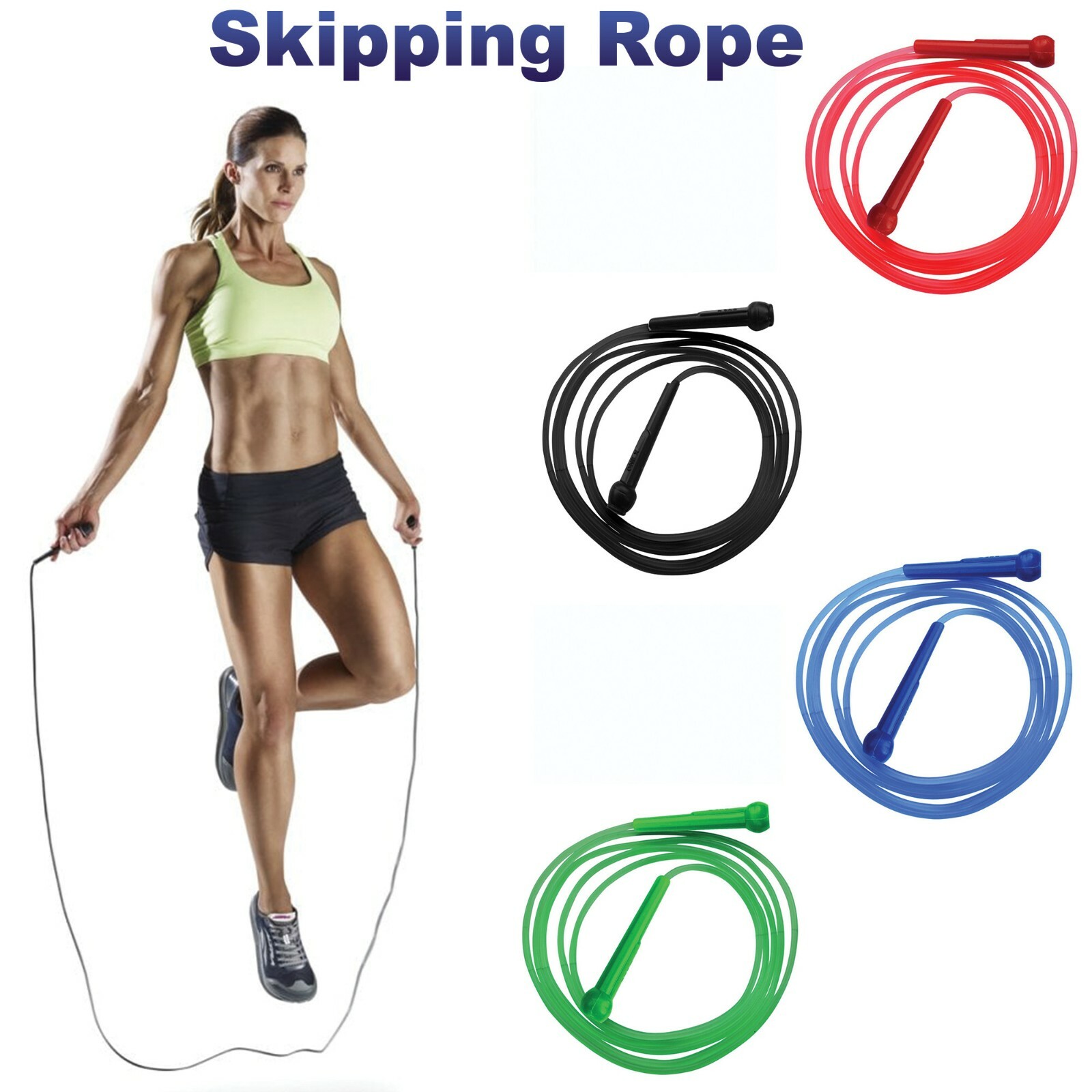 Skipping Jumping Fitness Training Rope Nylon Speed Exercise Handle Boxing Adults