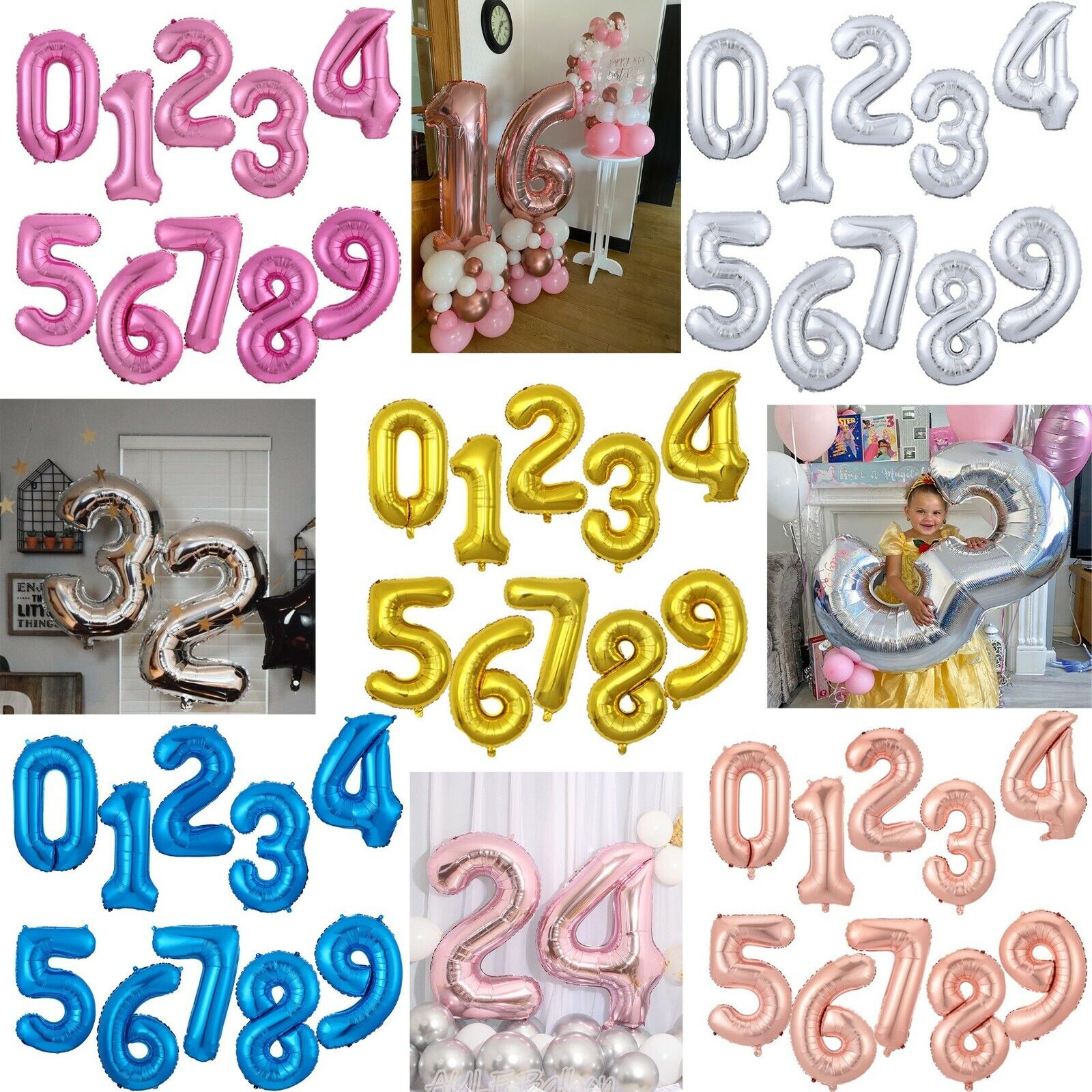 40" Giant Foil Number Self Inflating Balloons Age Birthday Party Wedding Balloon