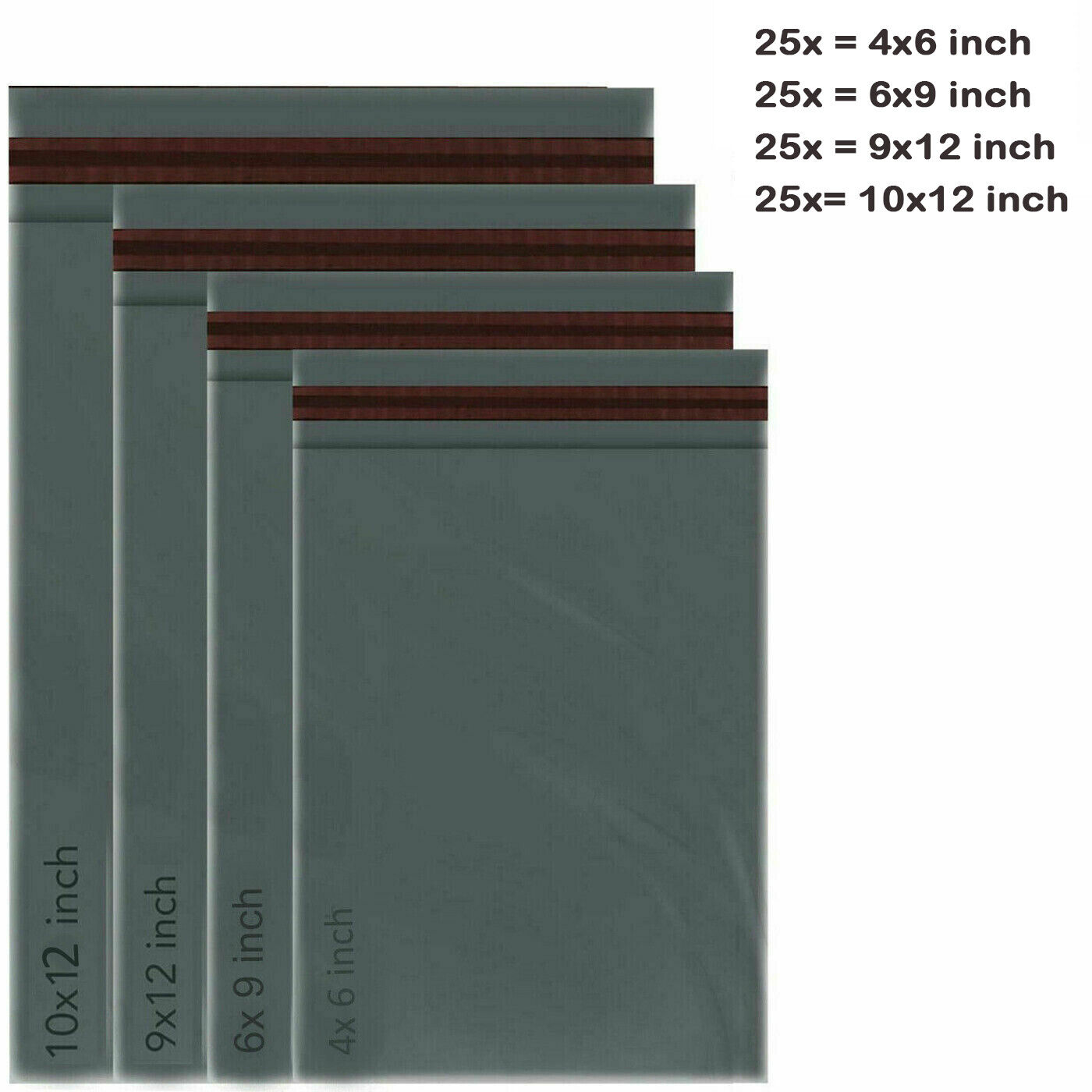 Self Seal Mailing Bags Grey Postage 100 MIXED SIZES Poly Postal Sacks Envelopes