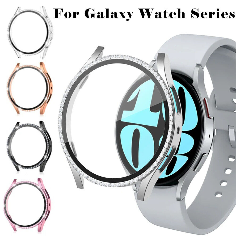 Diamond Case For Samsung Galaxy Watch 4 5 6 40/44mm Glass Screen Protector Cover