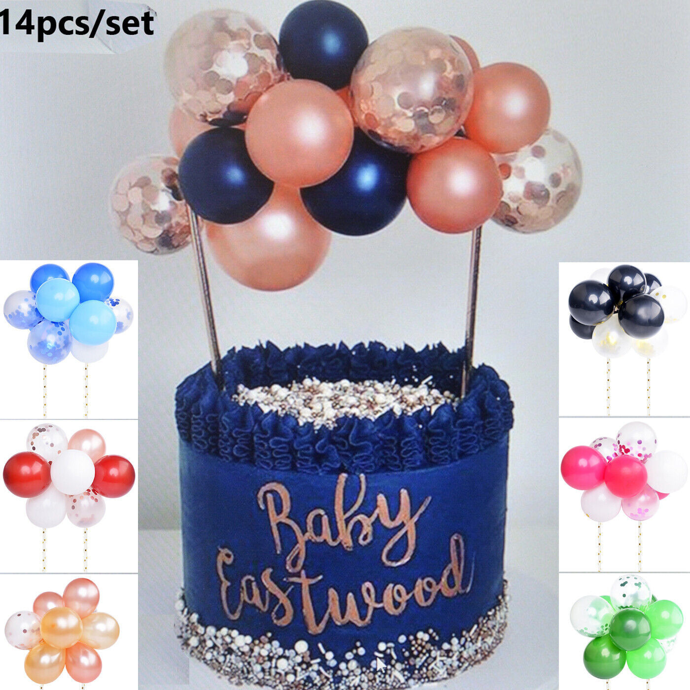 14Pc Confetti Happy Birthday Balloon Wedding Cake Topper Arch Garland Decoration