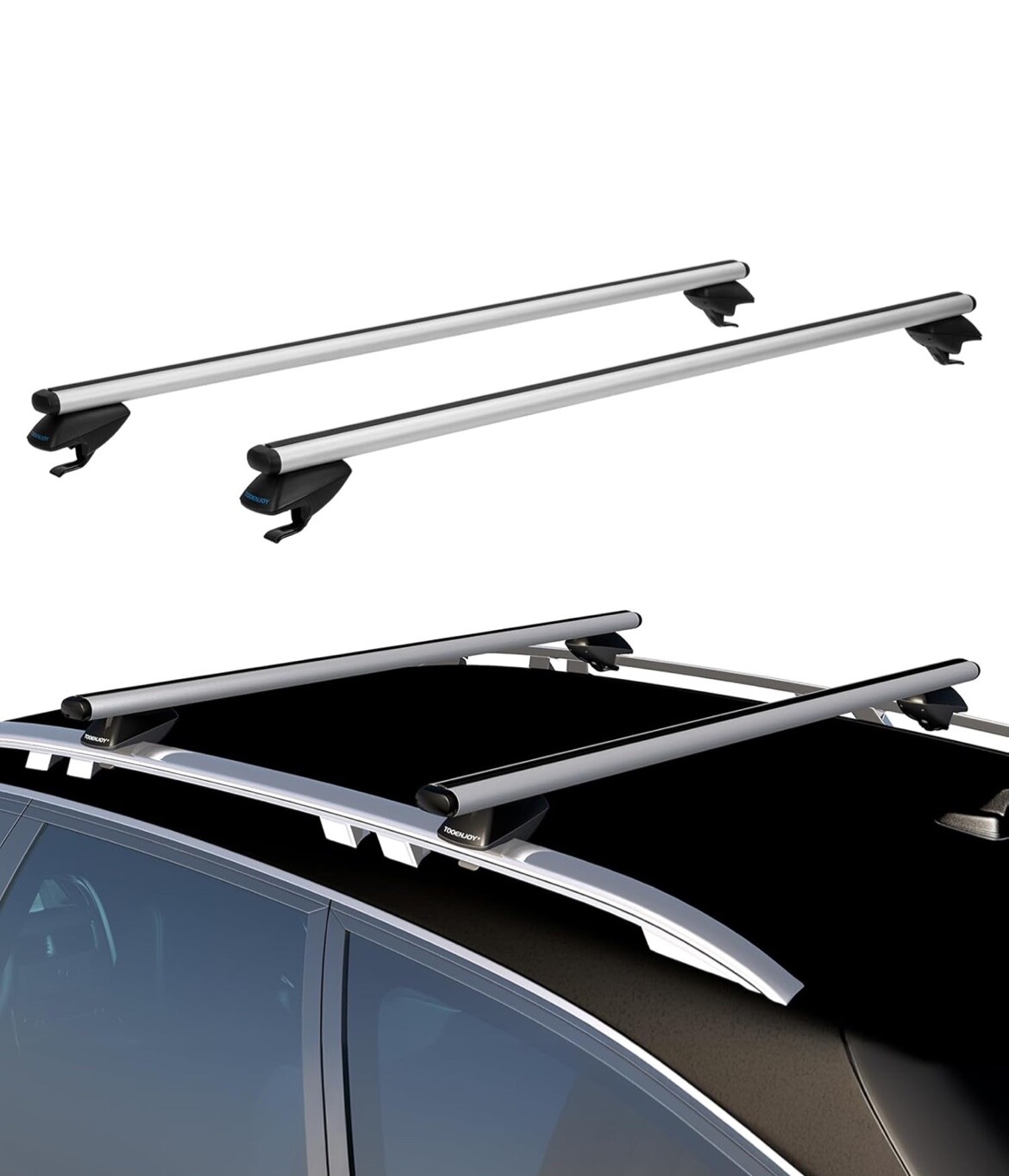 COWVIE Roof Rack Cross Bar Adjustable Aluminum Fits Most Raised Side Rails 135cm