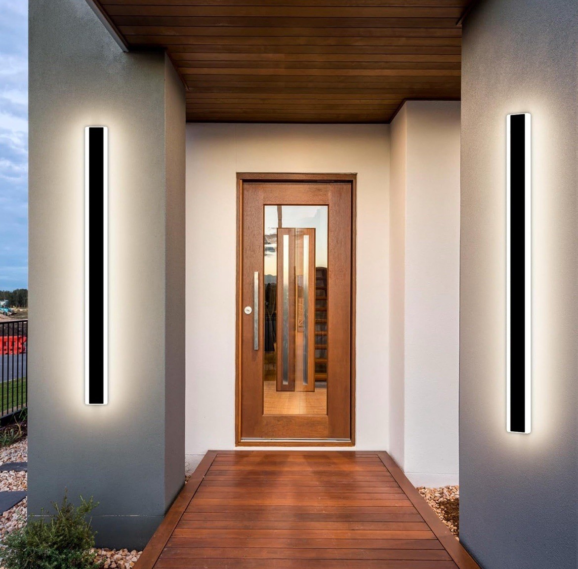 Mikeru 120CM Outdoor Wall Light, 42W Modern LED Strip Wall Light Rectangular for