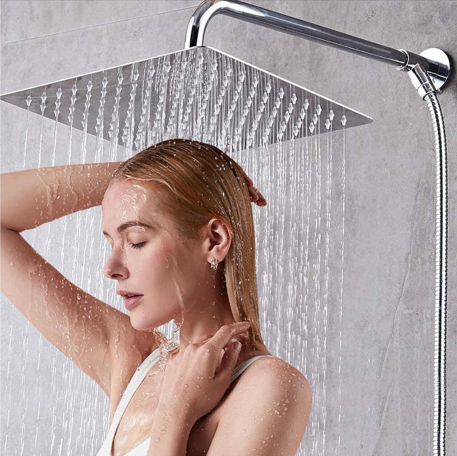 HAUSPROFI QV-011 Qliver Square Rain Shower Head, 12 Inch Large Top Spray
