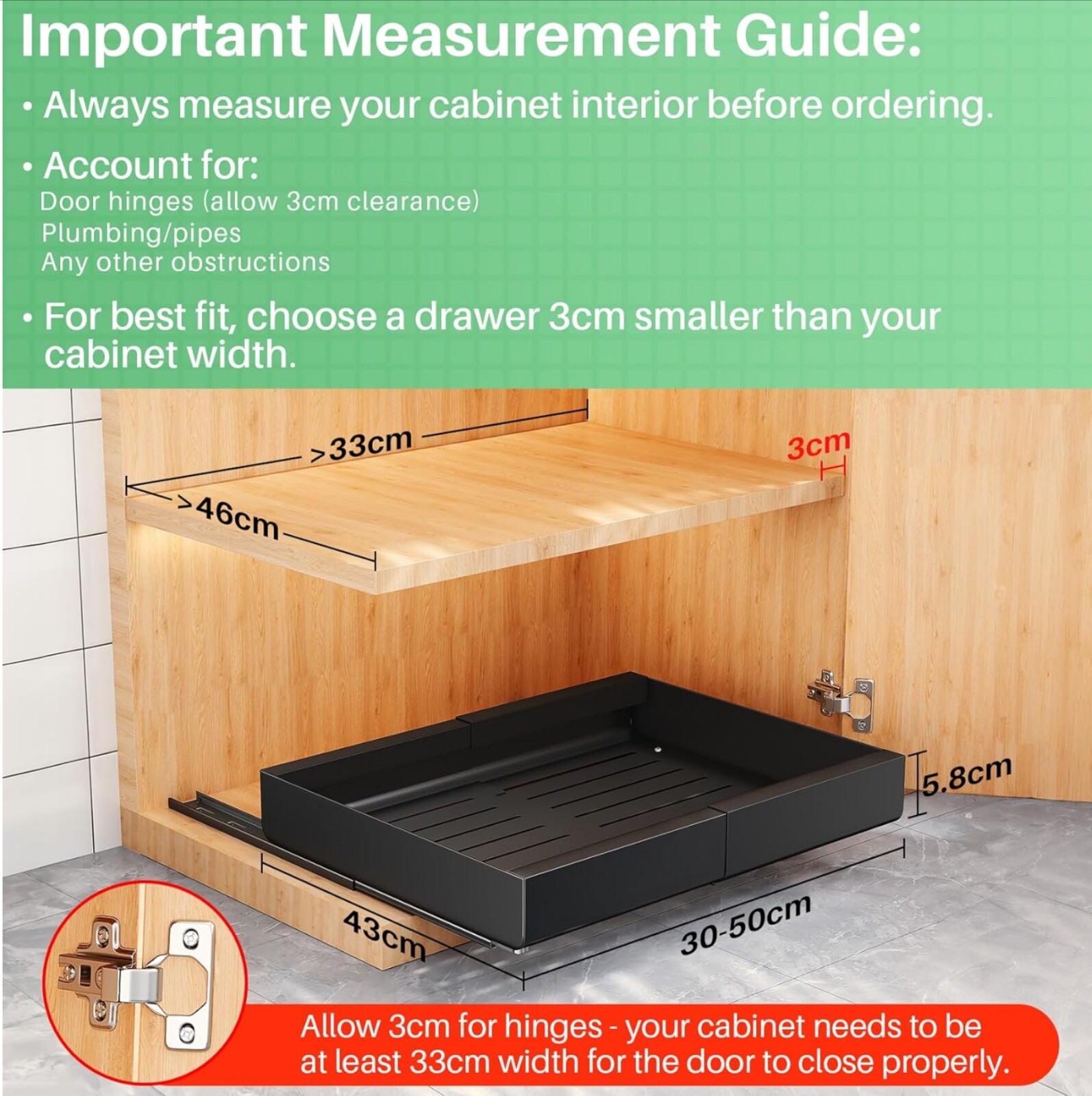 Kitstorack Pull Out Shelf,Pull Out Cabinet Organiser Slide Out Drawers for Kitch