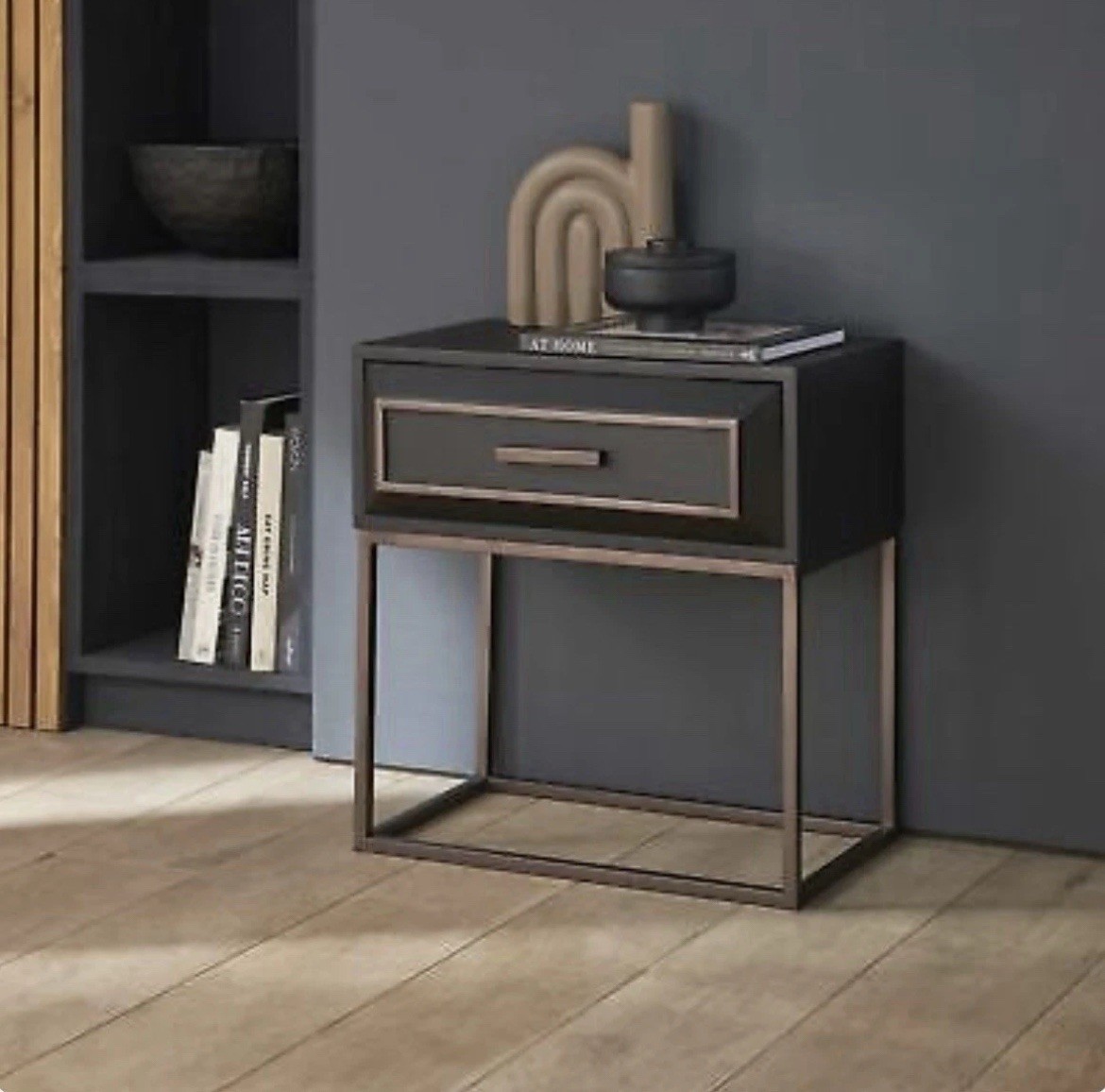 Lansbury Black Bedside Cabinet | Black Bedside Table | Homesdirect365