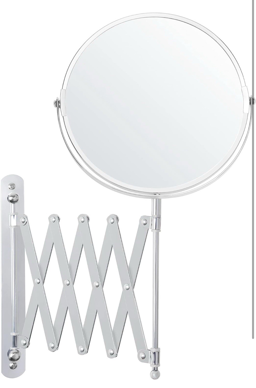 Chrome Wall Mounted Extendable 360° Swivel Mirror - 3X Magnification - 22 X 21.7