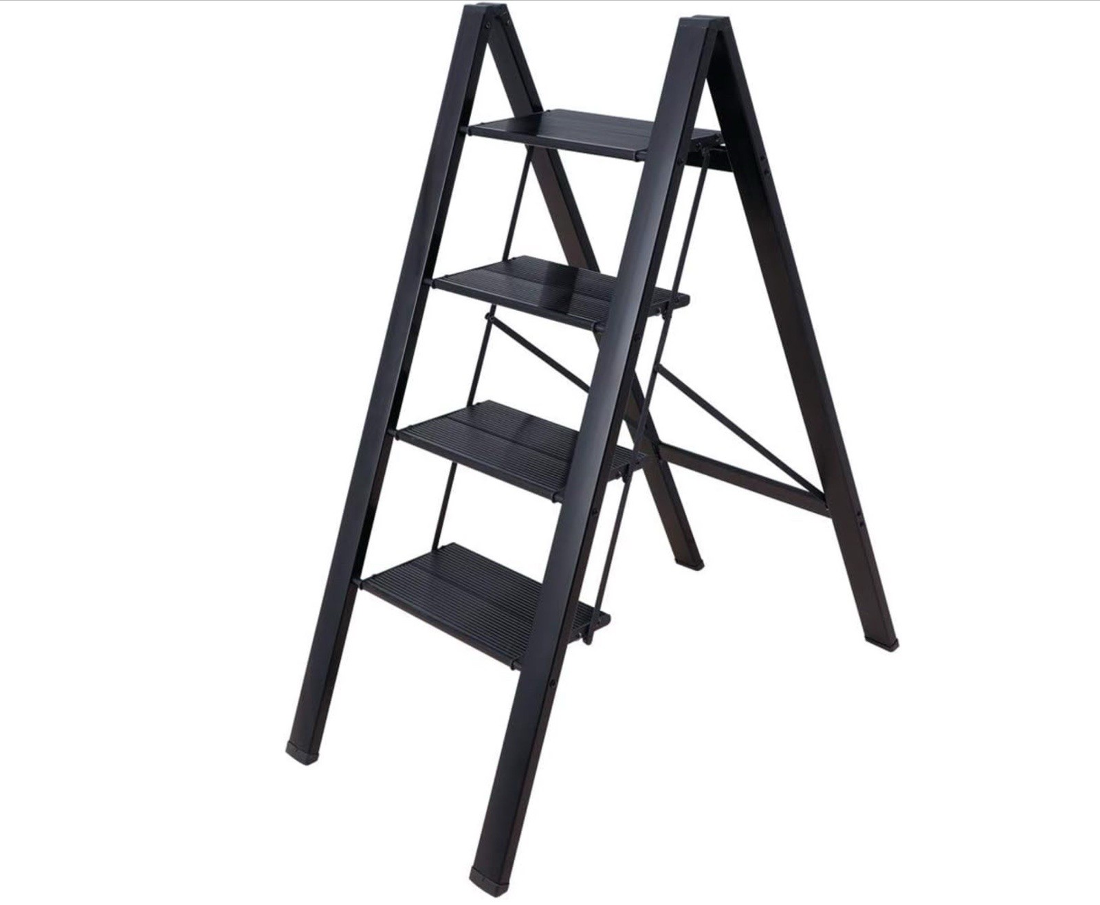 Folding 4 Step Ladder Non Slip Tread Ladders Portable Multi-Position Mat Stool