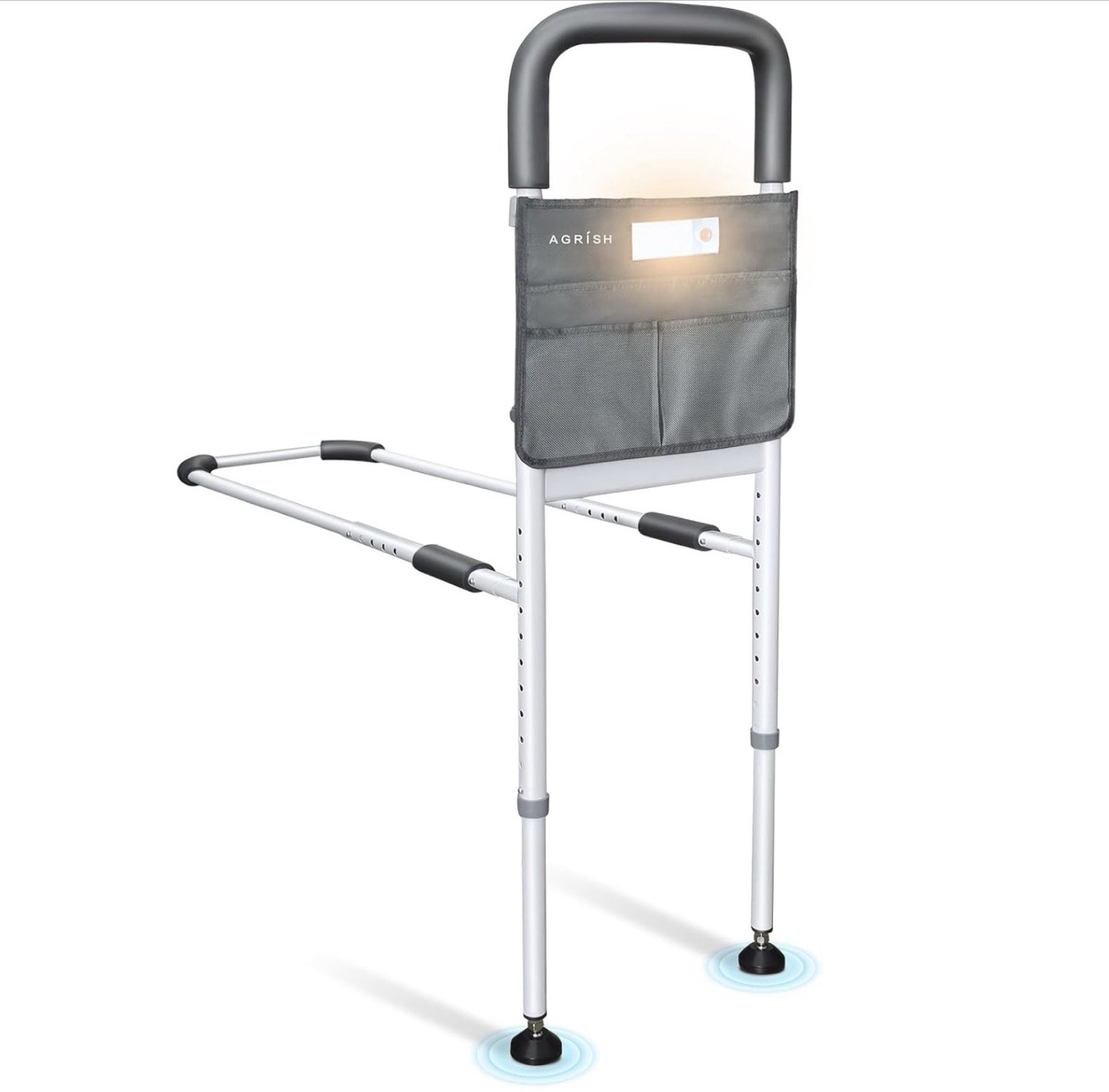Bed Rail for Senior Safety with Motion Sensor Light & Pouch, Bed Assist Handle