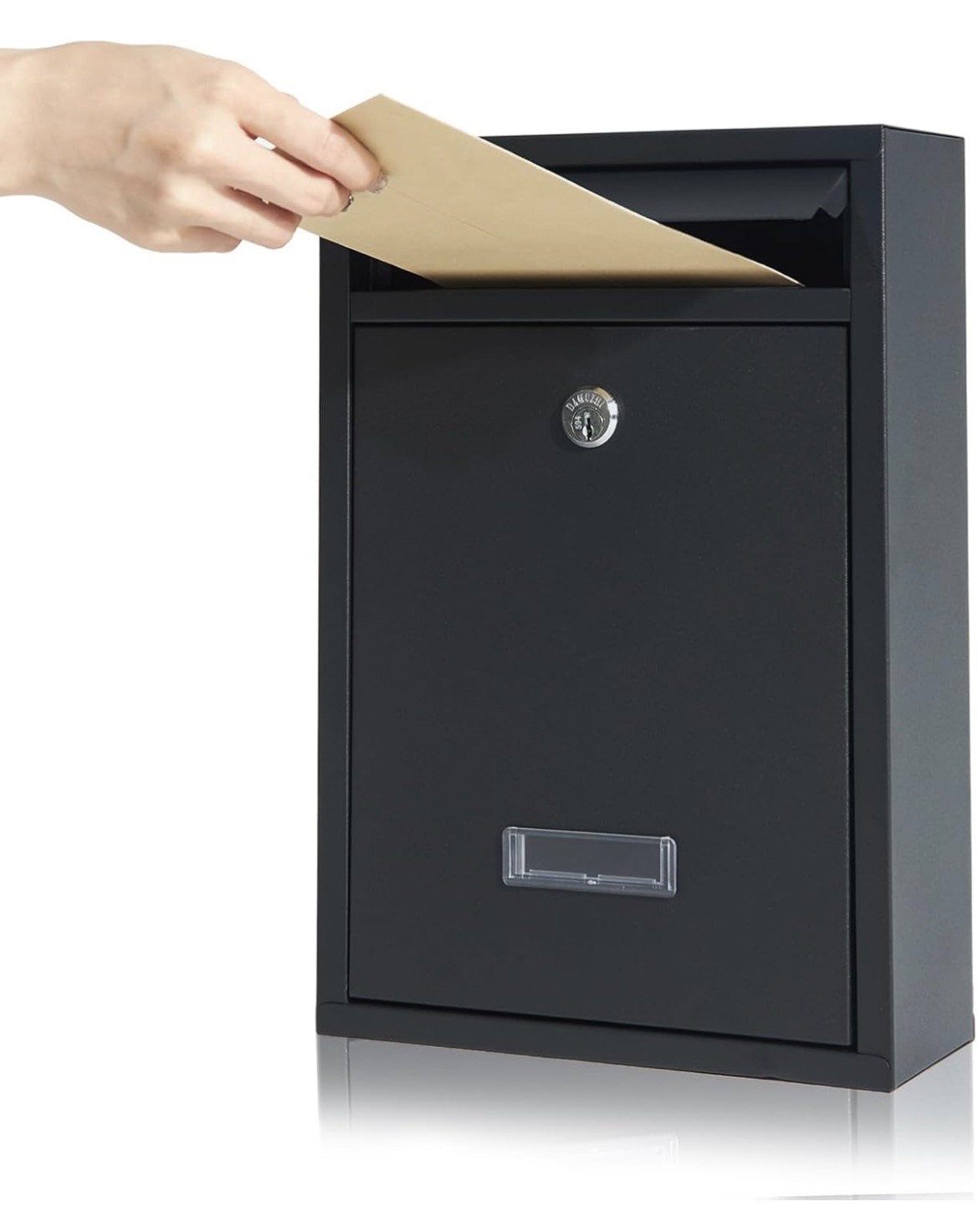 Wall Mounted Waterproof Post Box Black Steel 2 Keys Lockable Large Letter