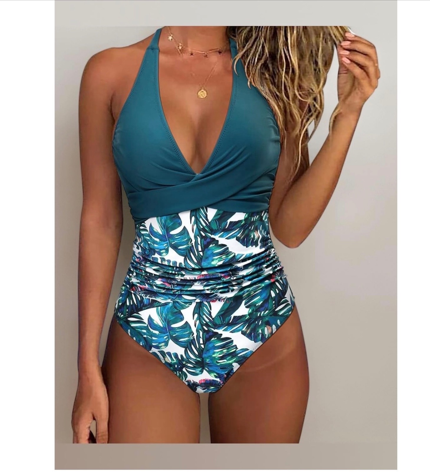 RXRXCOCO Push up Swimming Costume Women Halter Neck Swimsuit Tummy Control MED