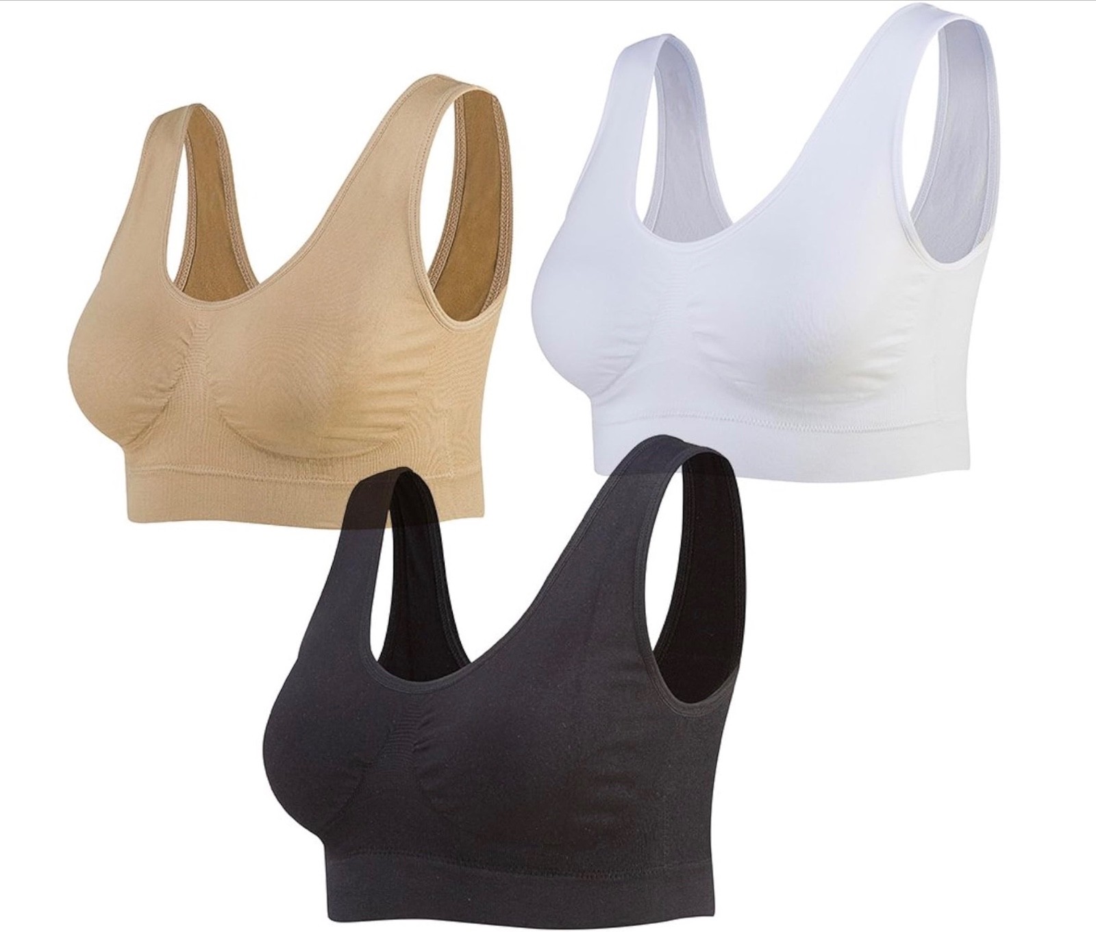 Lemef 3-Pack Seamless Sports Bra Wirefree Yoga Bra with Removable Pads for Women